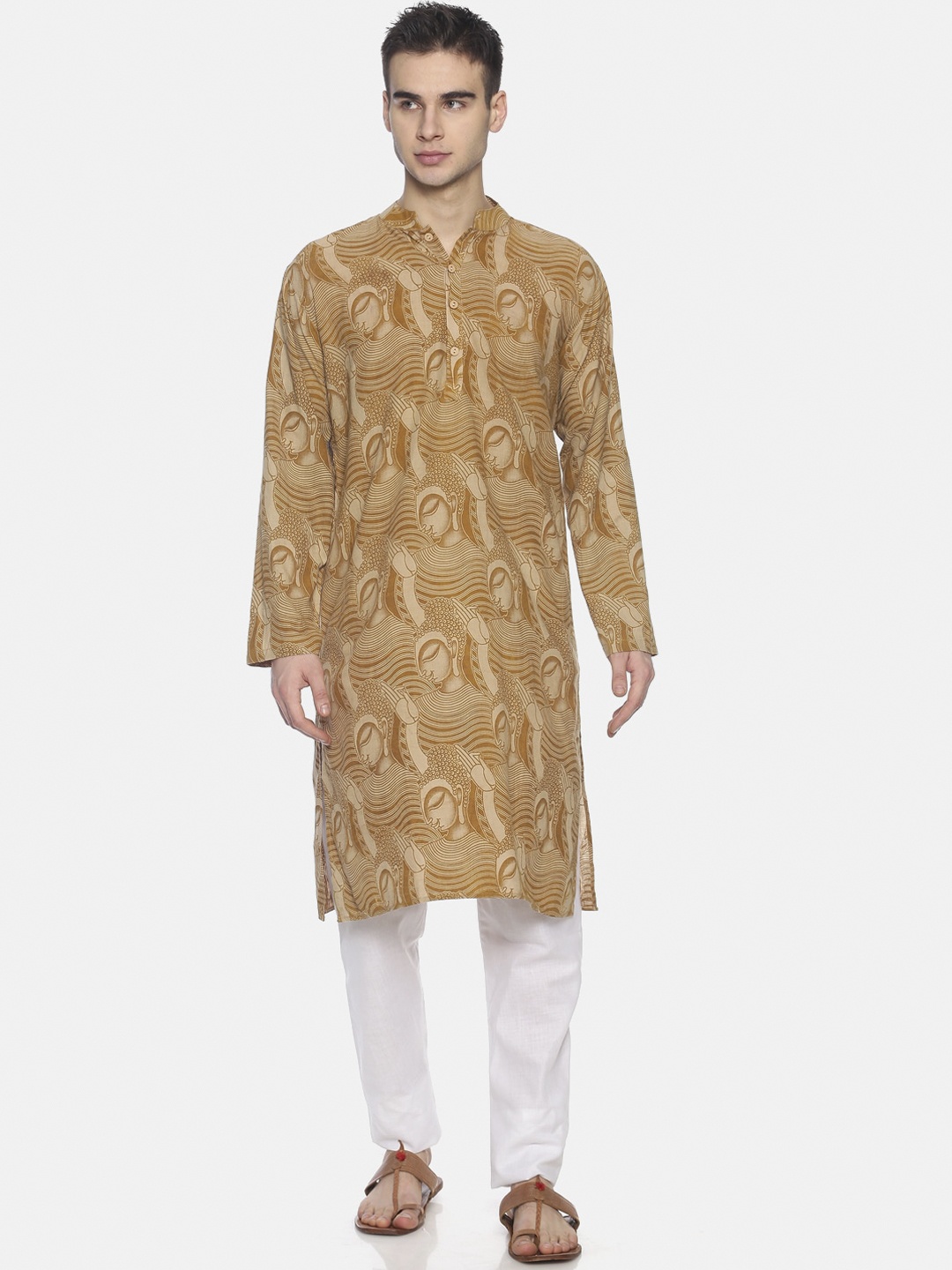 

PAROKSH Men Beige Ethnic Motifs Printed Kurta