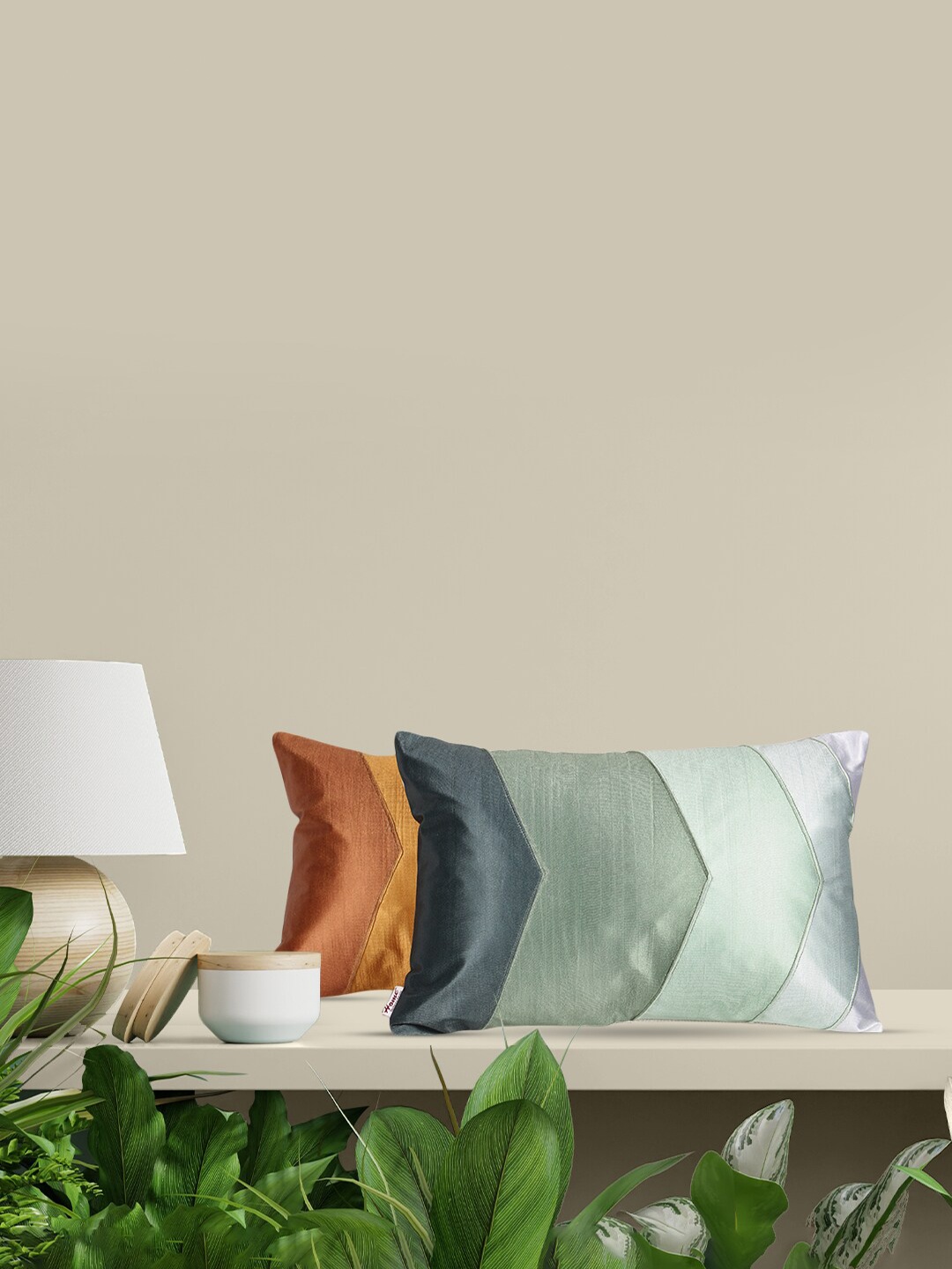 

Home Mustard & Grey Set of Single Colourblocked Rectangle Cushion Covers