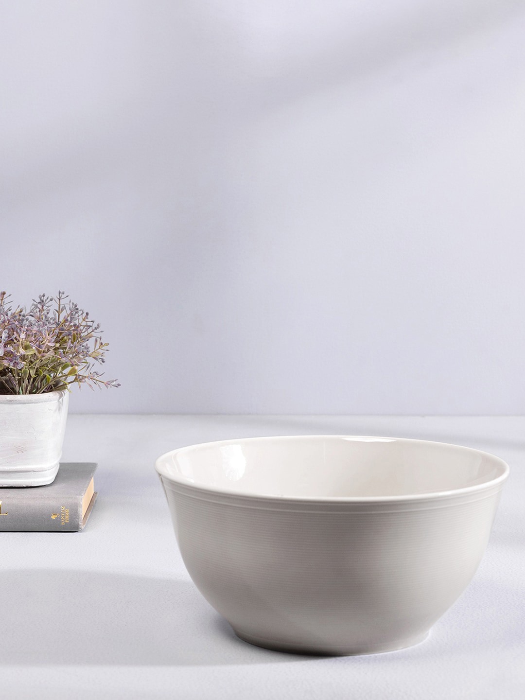 

Pure Home and Living Grey Solid Mild Stone Salad Bowl