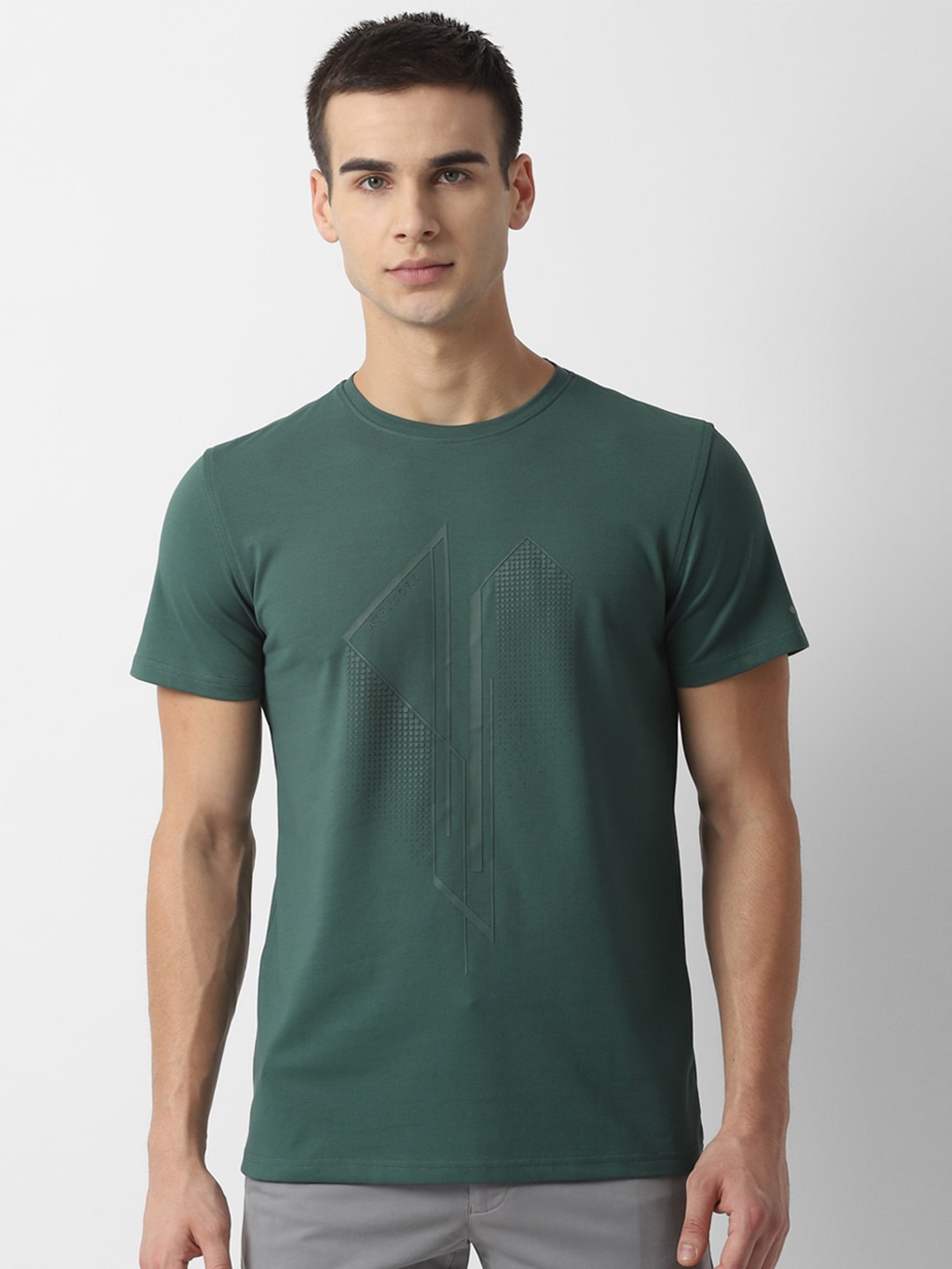 

Louis Philippe Sport Men Green Printed Round Neck T-shirt
