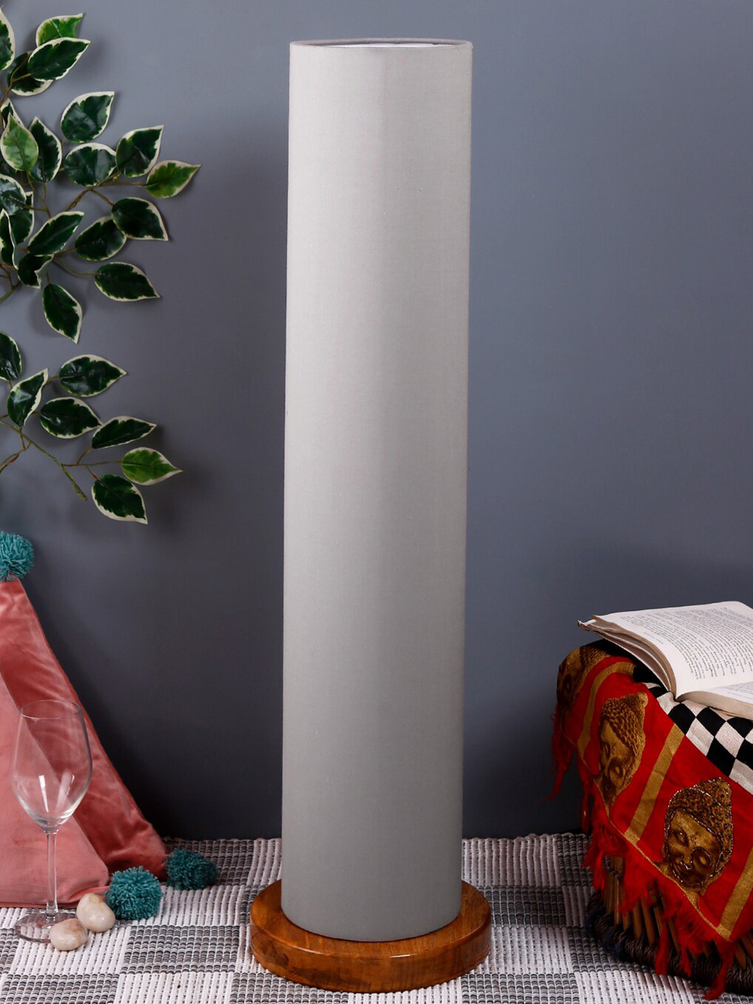 

Devansh Grey & Brown Solid Traditional Floor Lamp with Shade