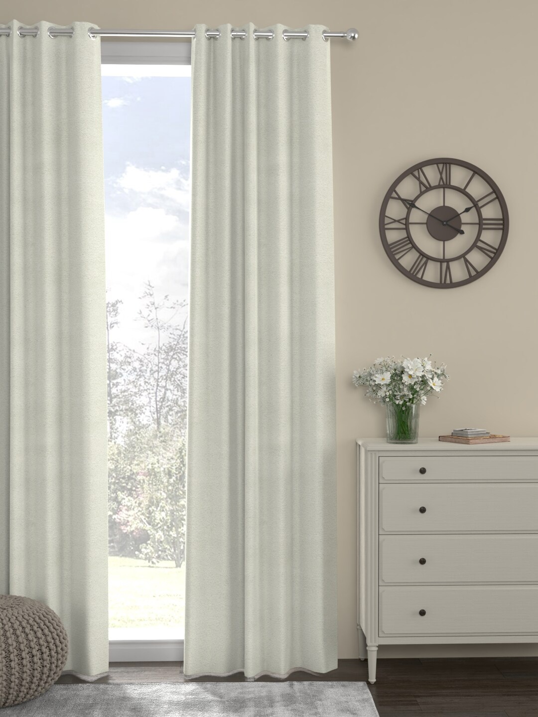 

ROSARA HOME Cream-Coloured Velvet Door Curtain