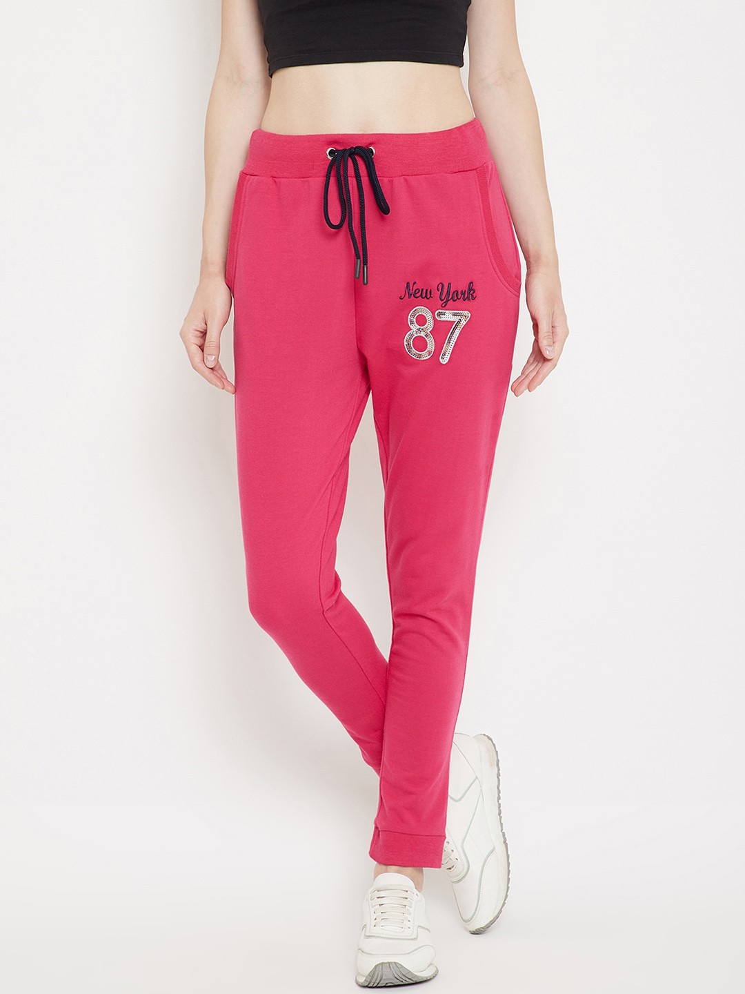 

Austin wood Women Pink Solid Slim-Fit Cotton Joggers