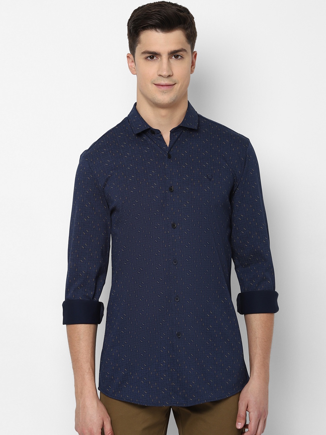 

Allen Solly Men Navy Blue Slim Fit Printed Casual Shirt