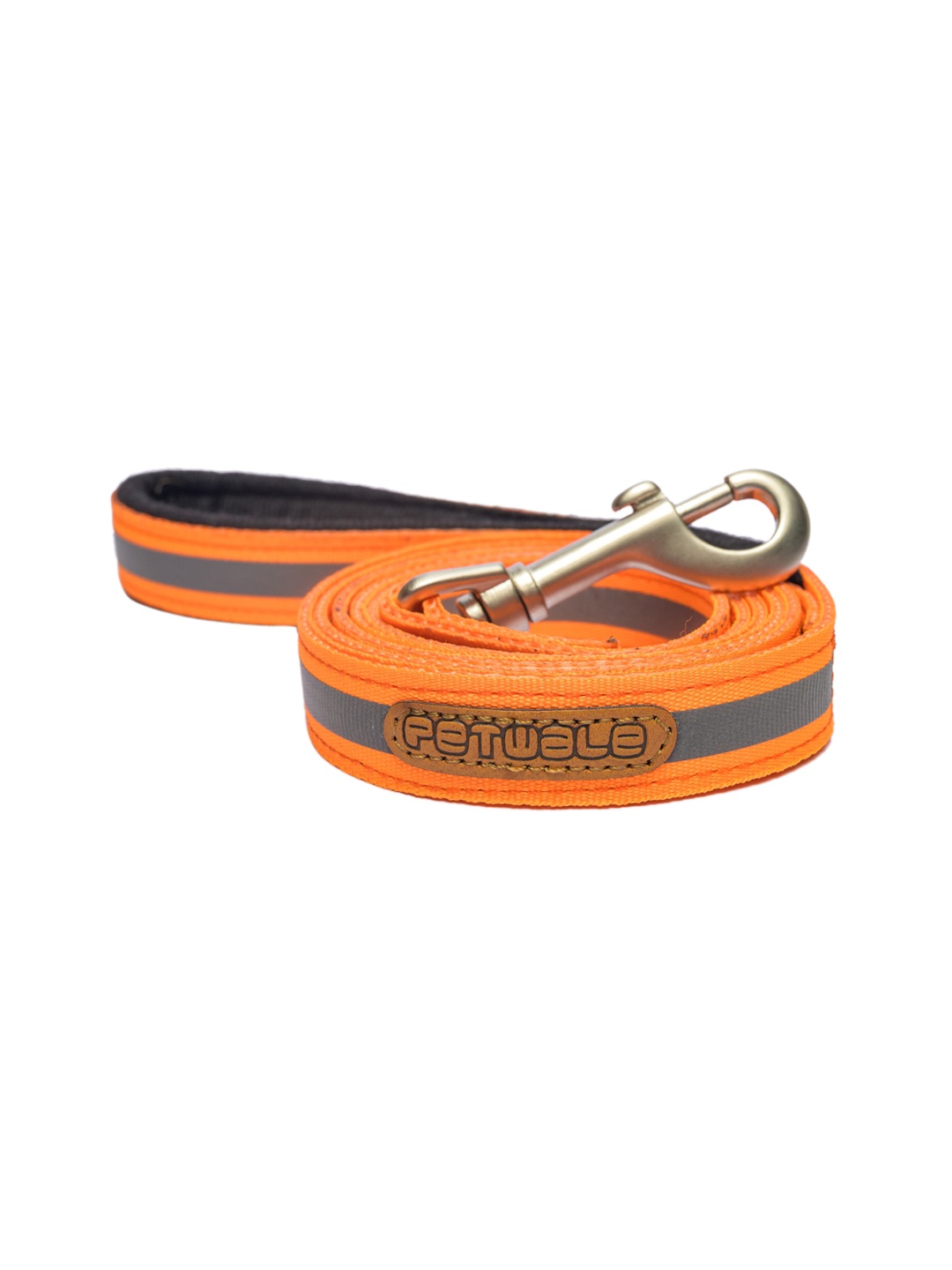

PETWALE Orange & Grey Striped Reflective Padded Handle Dog Leash