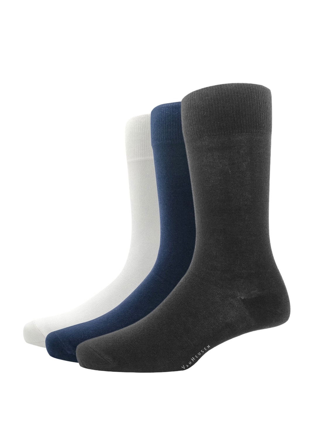 

Van Heusen Men Pack of 3 Solid Calf-Length Socks, Charcoal