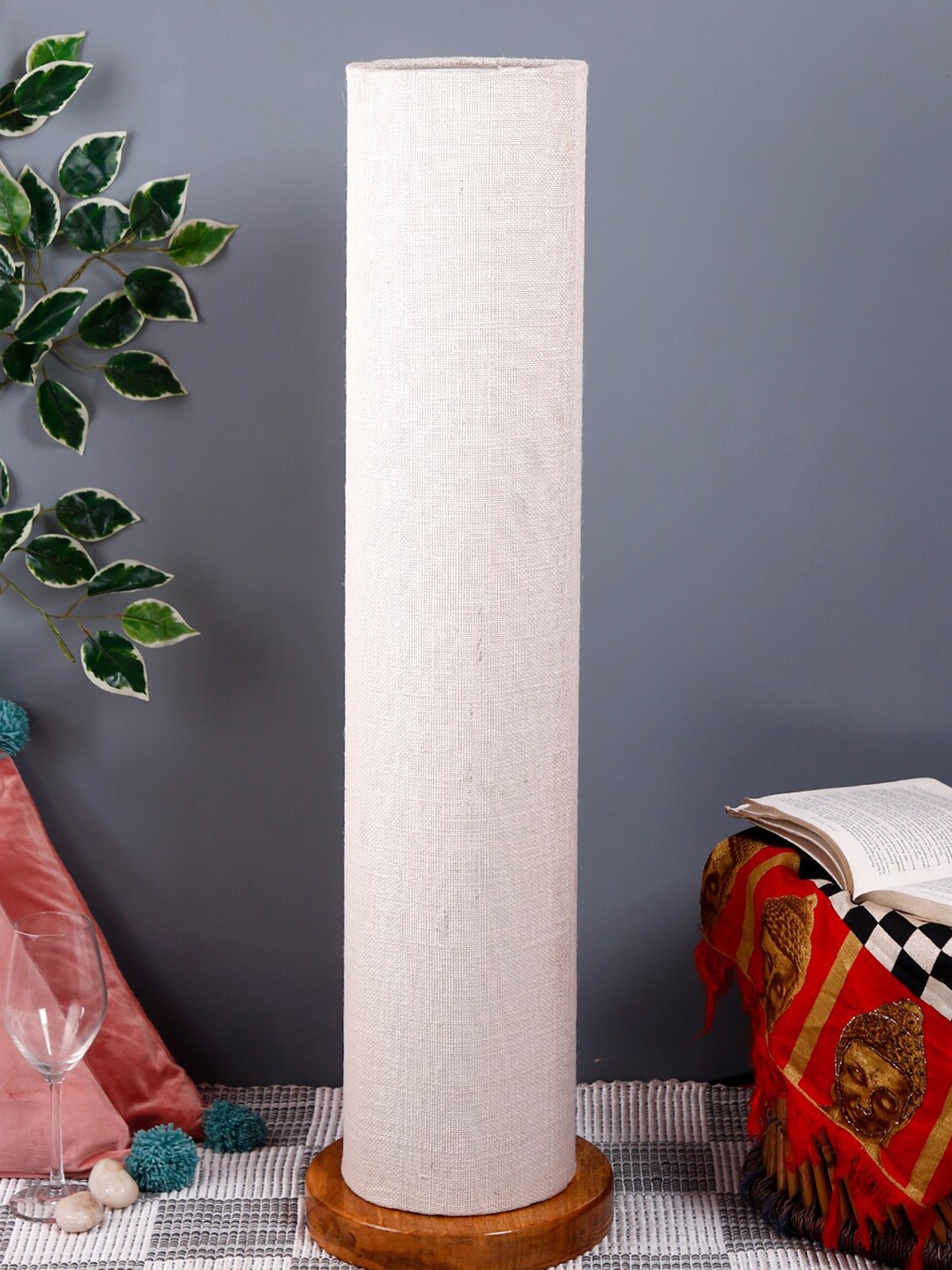 

Devansh White & Brown Solid Traditional Column Table Lamp with Shade