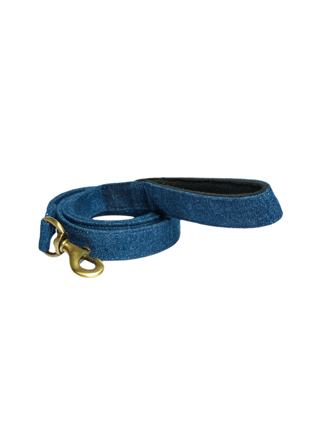 

PETWALE Blue & Gold-Toned Solid Denim Padded Pet Leash