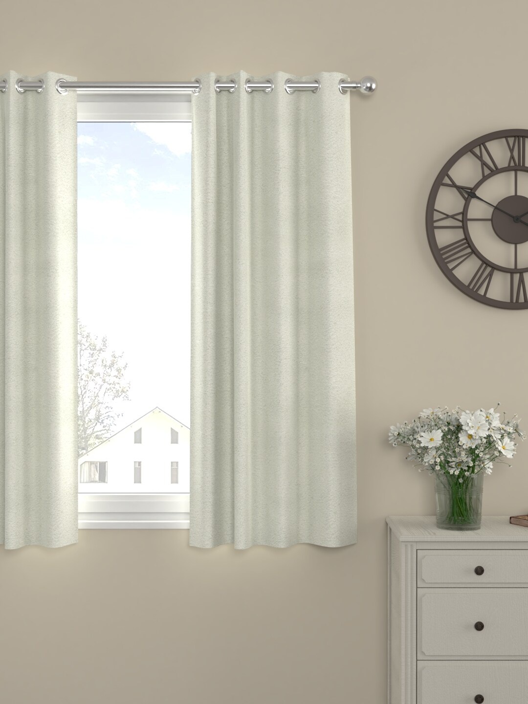 

ROSARA HOME Cream-Coloured Single Window Curtain