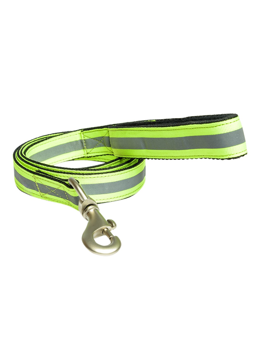 

PETWALE Fluorescent Green & Grey Striped Reflective Padded Pet Leash