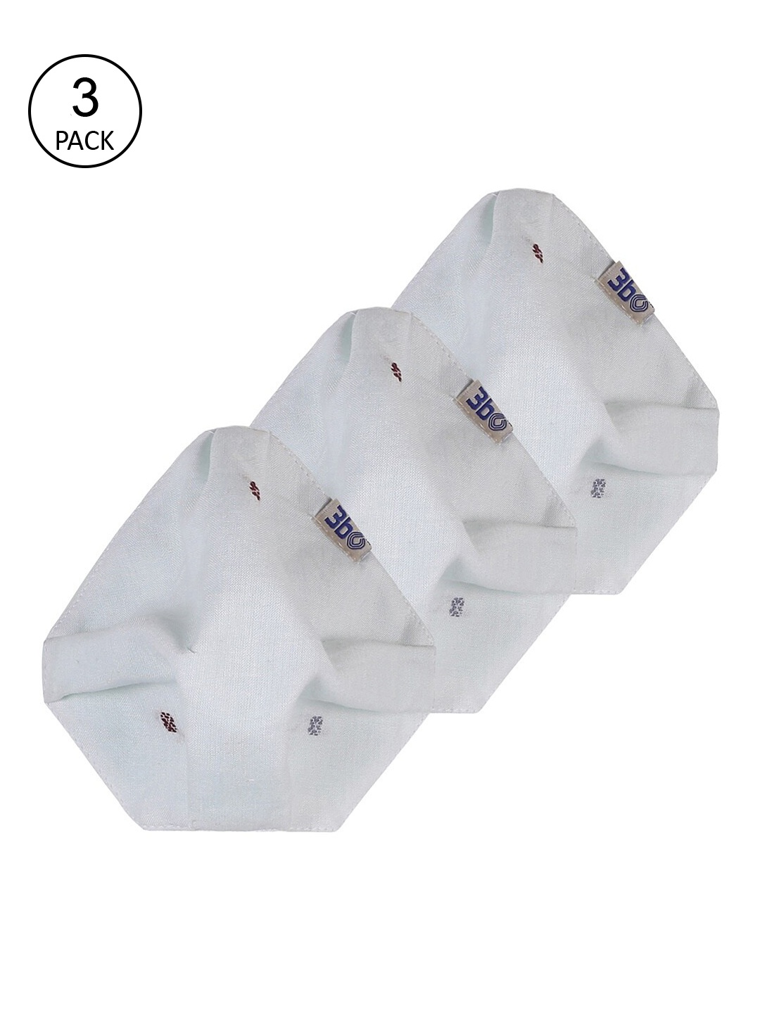 

3BO Pack Of 3 White Solid 3-Ply Reusable Cotton Cloth Masks