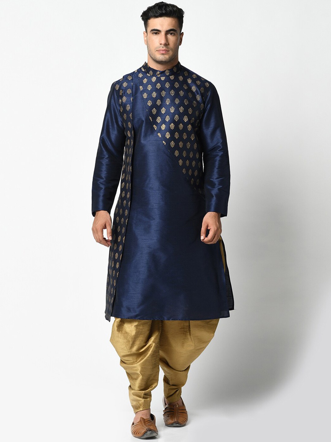 

DEYANN Men Navy Blue Ethnic Motifs Printed Kurta