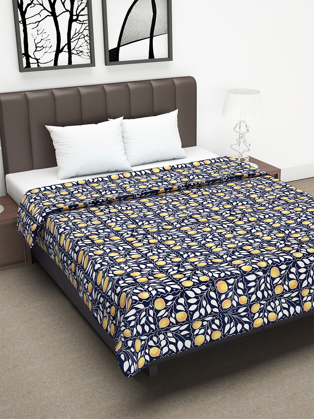 

Divine Casa Unisex Navy Blue Abstract Printed 110 GSM AC Room Double Bed Dohar