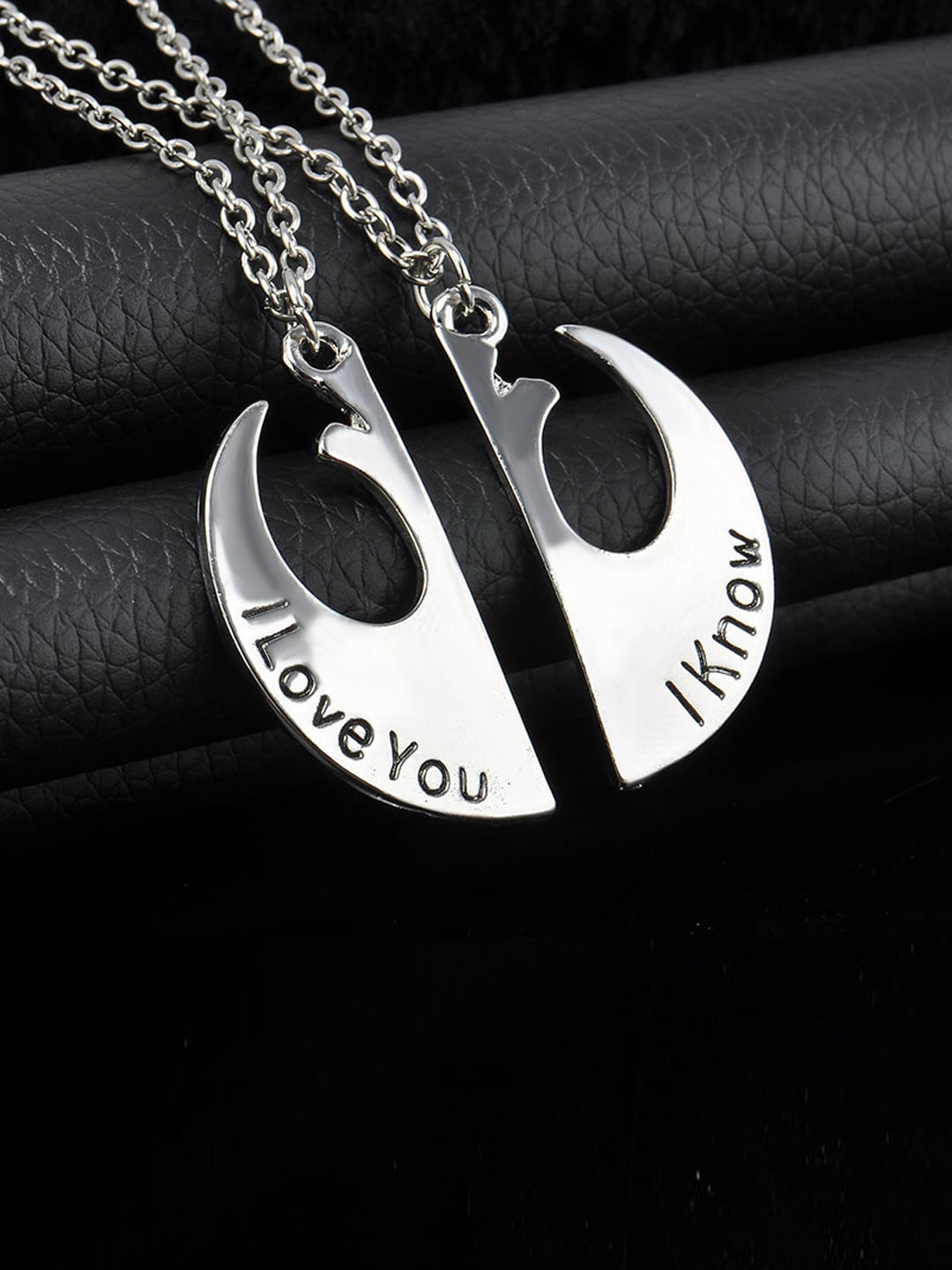

OOMPH Set 2f 2 Silver-Plated Couple Pendant with Chains