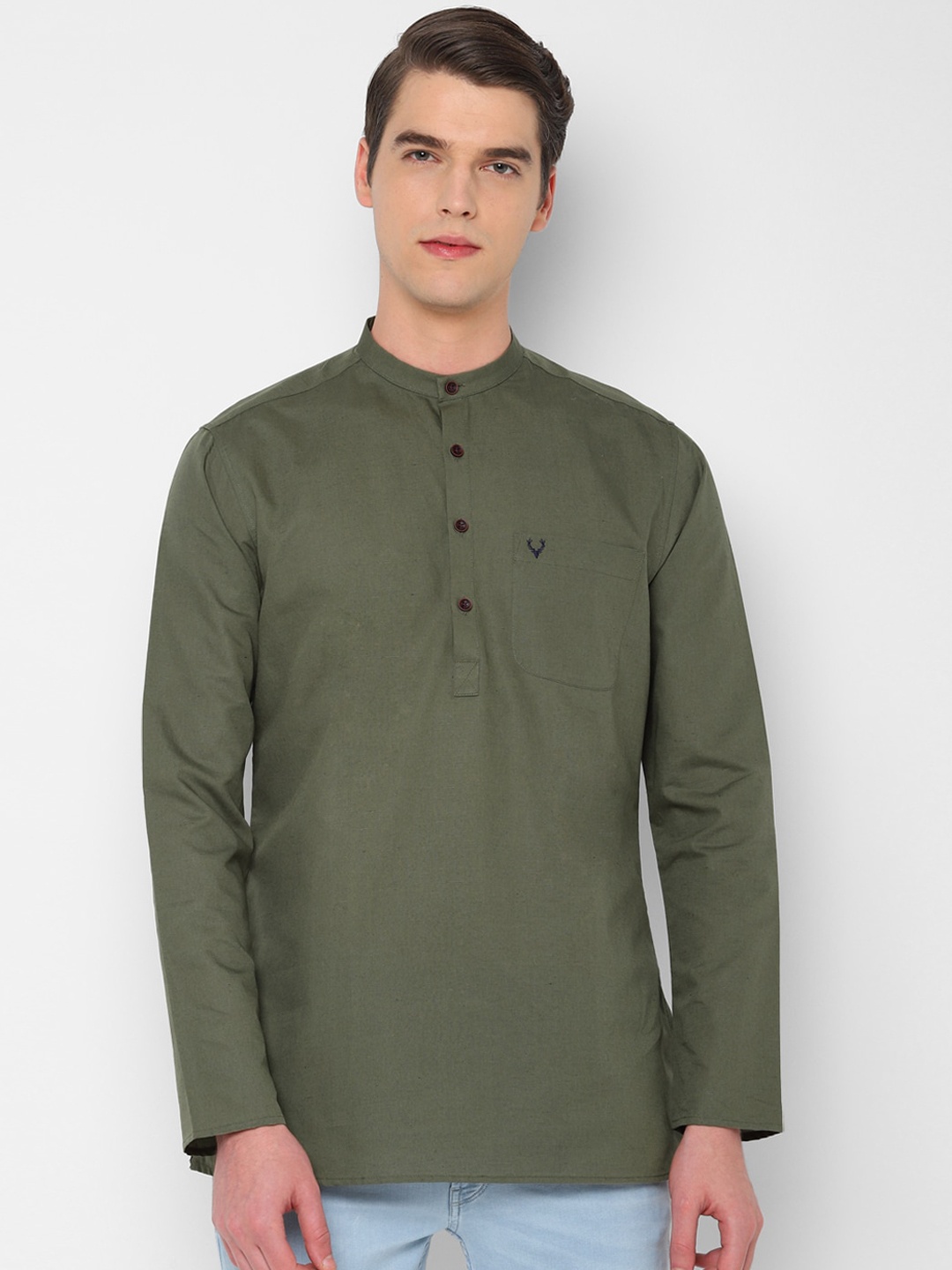 

Allen Solly Men Olive Green Regular Fit Solid Casual Shirt