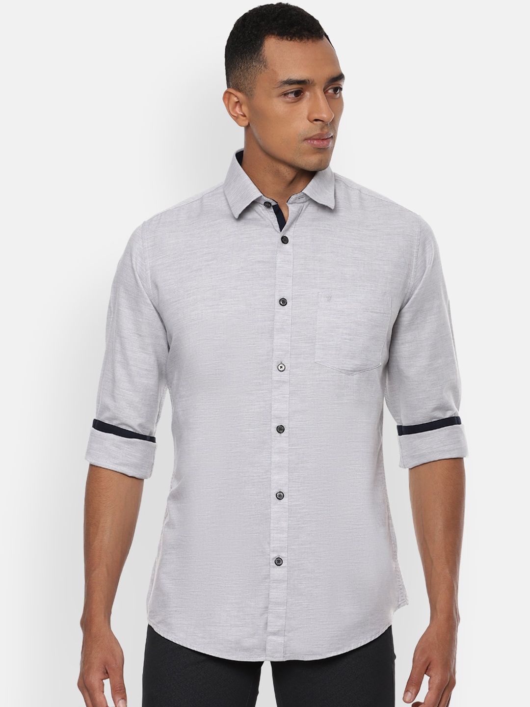 

Van Heusen Sport Men Grey Pure Cotton Slim Fit Solid Casual Shirt