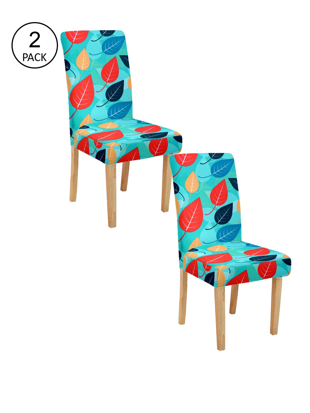 

Cortina Set Of 2 Sea Green & Orange Printed Chair Covers