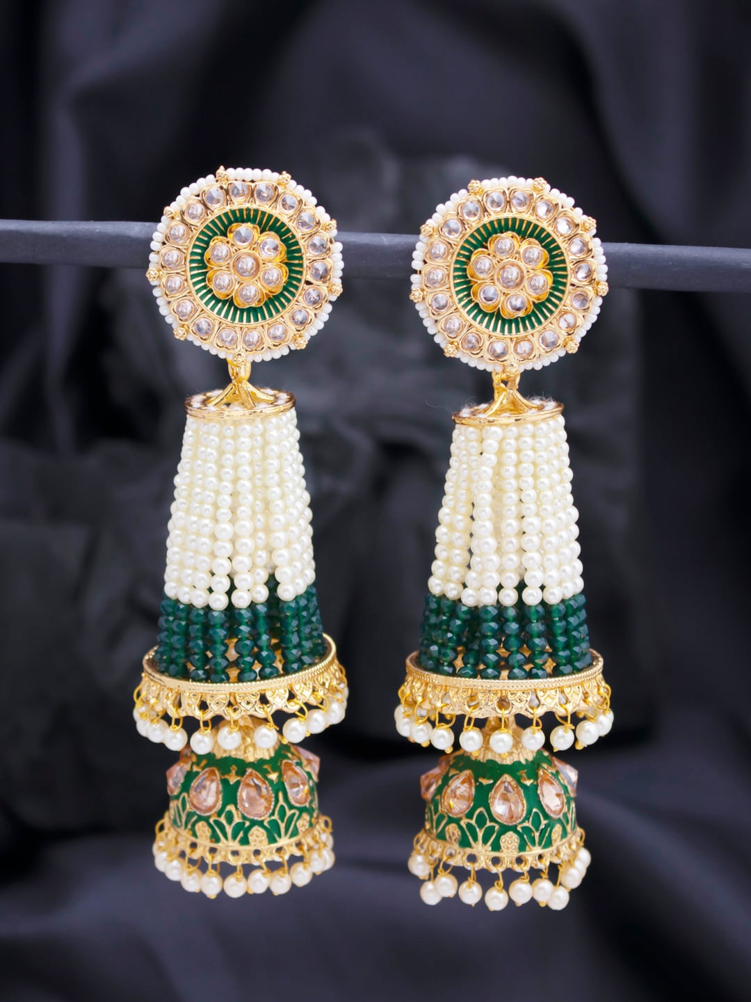 

Sukkhi Green & White Contemporary Jhumkas
