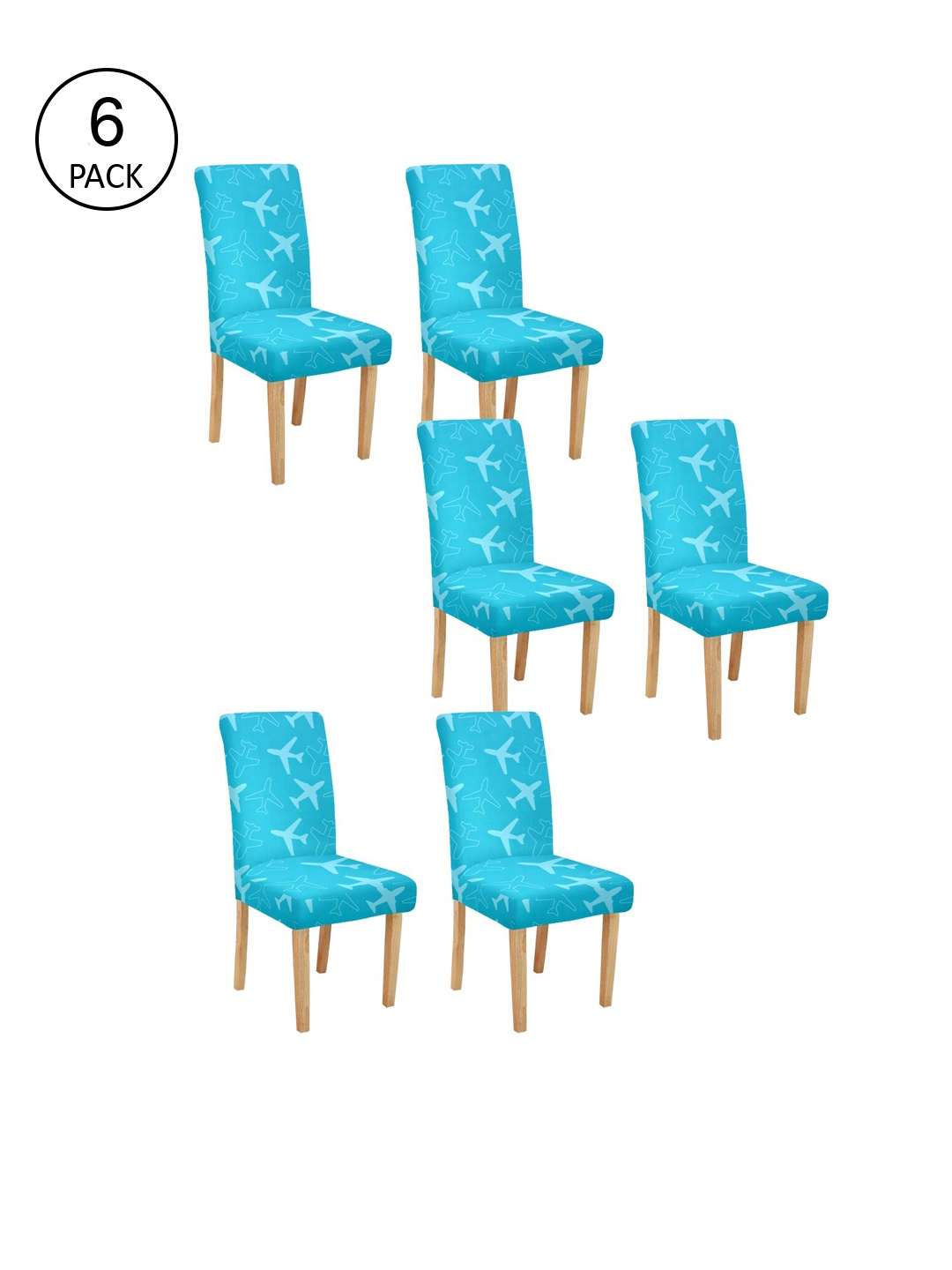 

Cortina Set Of 6 Blue Printed Chair Covers