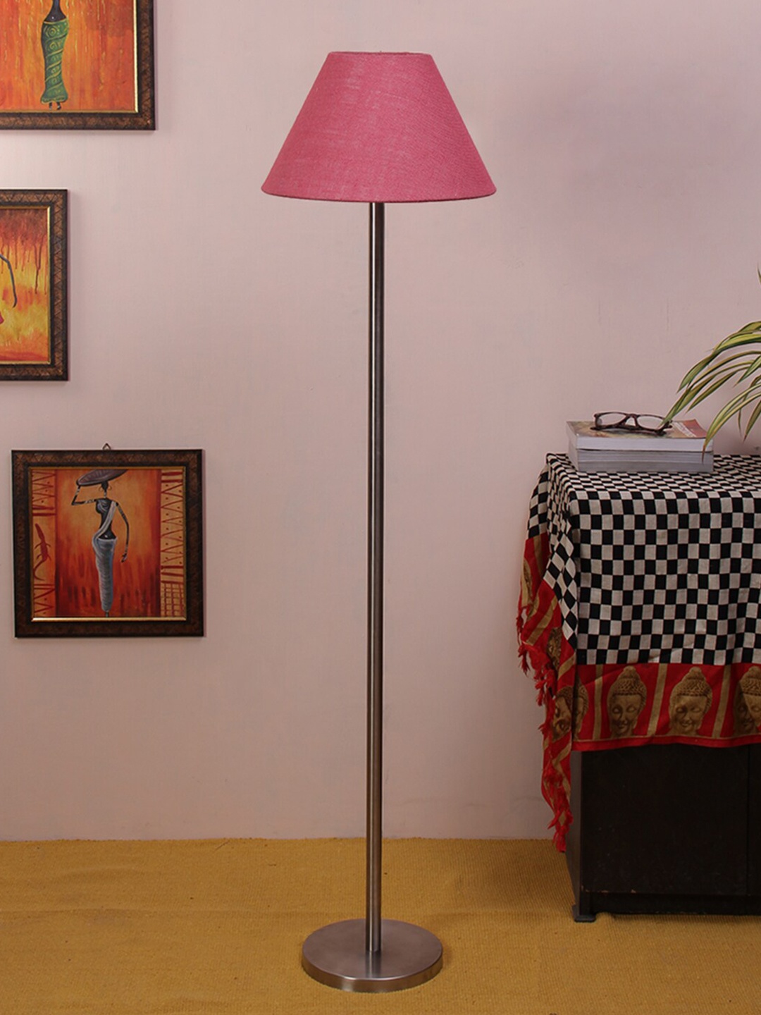 

Devansh Pink & Gunmetal-Toned Solid Traditional Club Lamp with Shade