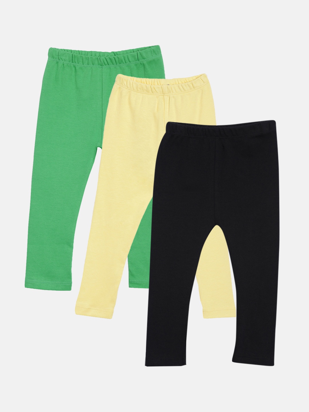 

Kryptic Girls Pack of 3 Pure Cotton Solid Ankle-Length Leggings, Green