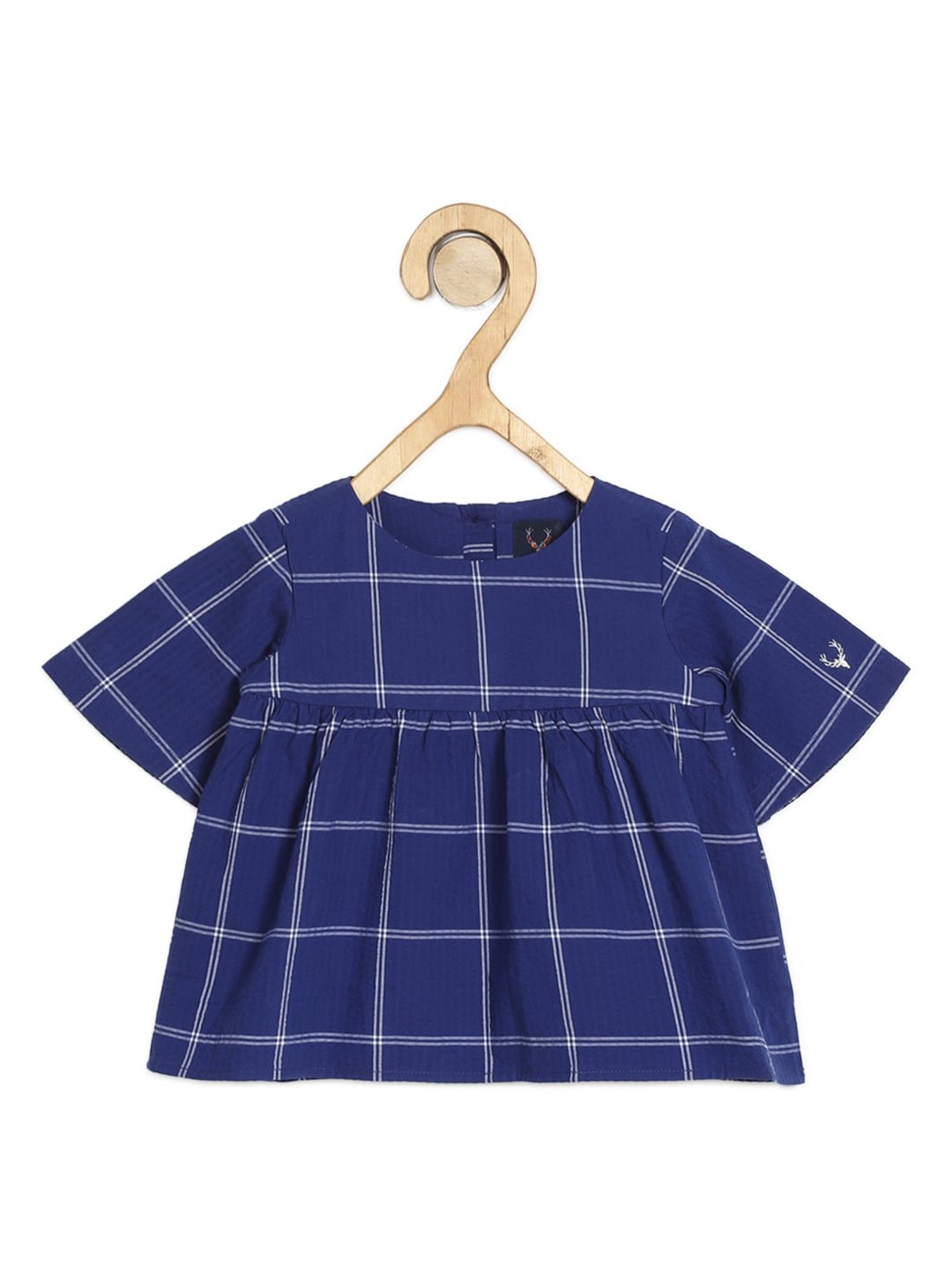 

Allen Solly Junior Navy Blue Checked A-Line Top