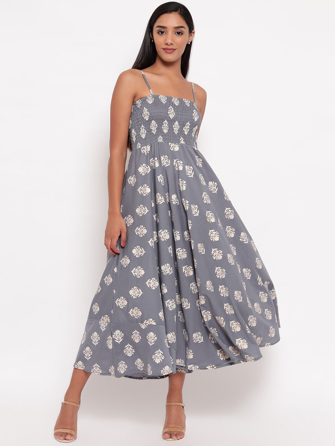 

Aawari Grey Ethnic Motifs Midi Dress