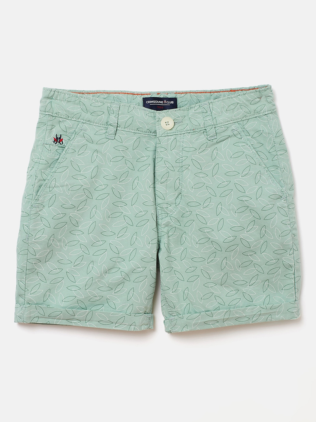 

Crimsoune Club Boys Green Printed Slim Fit Cotton Regular Shorts