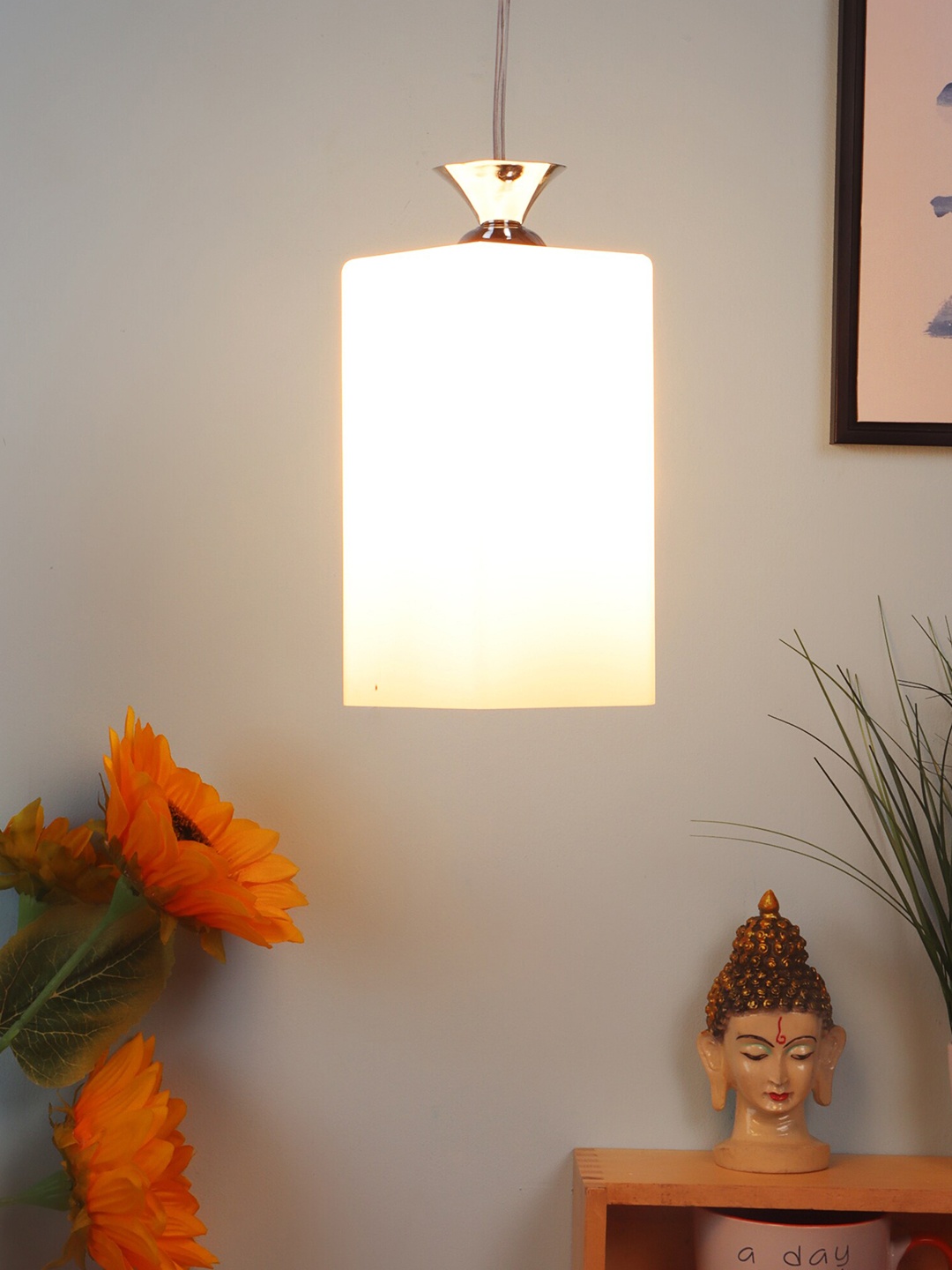 

MFD HOME FURNISHING White & Gold-Toned Solid Quirky Hanging Lamp