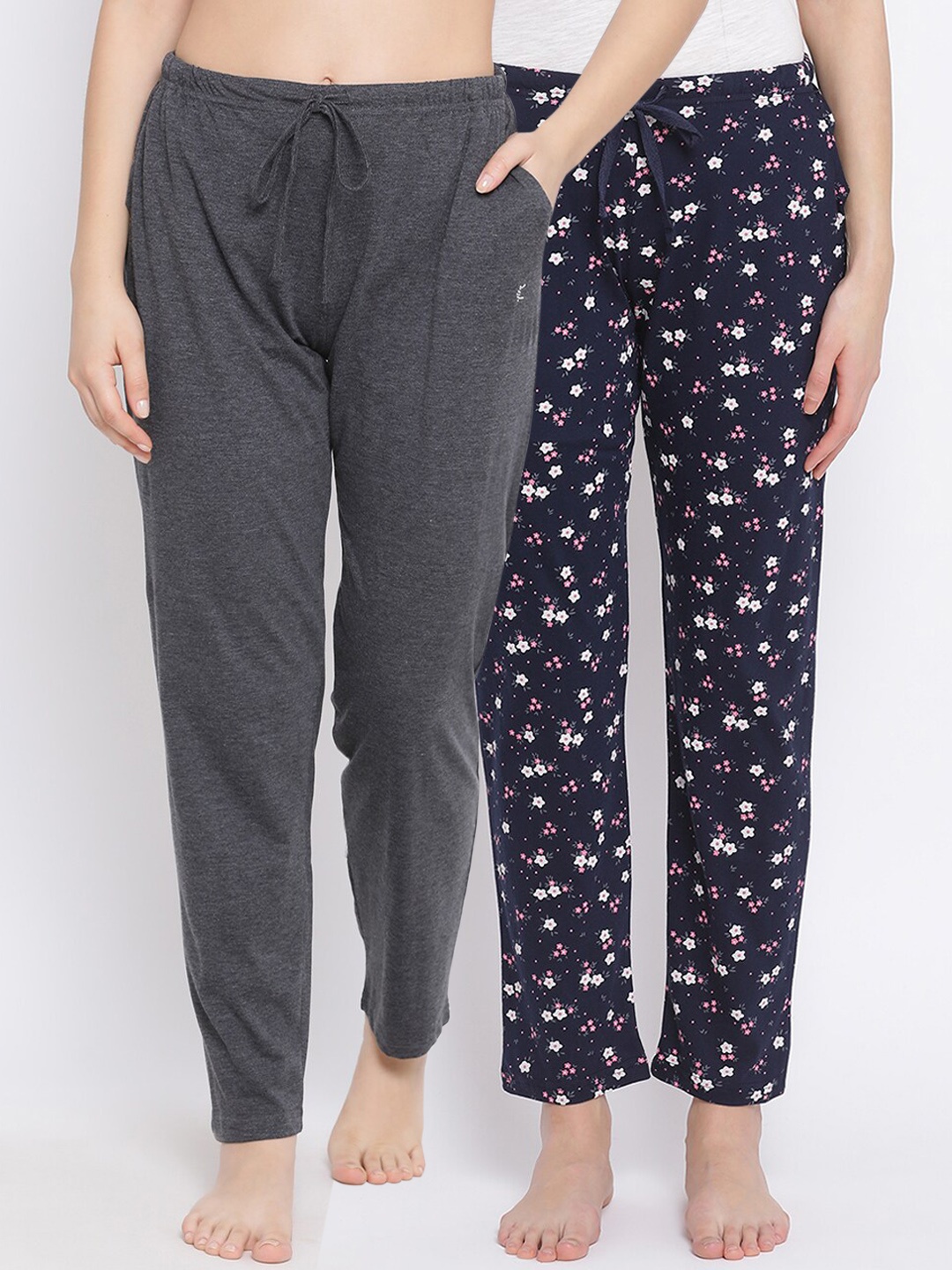 

Kanvin Women Pack of 2 Pure Cotton Lounge Pants, Navy blue