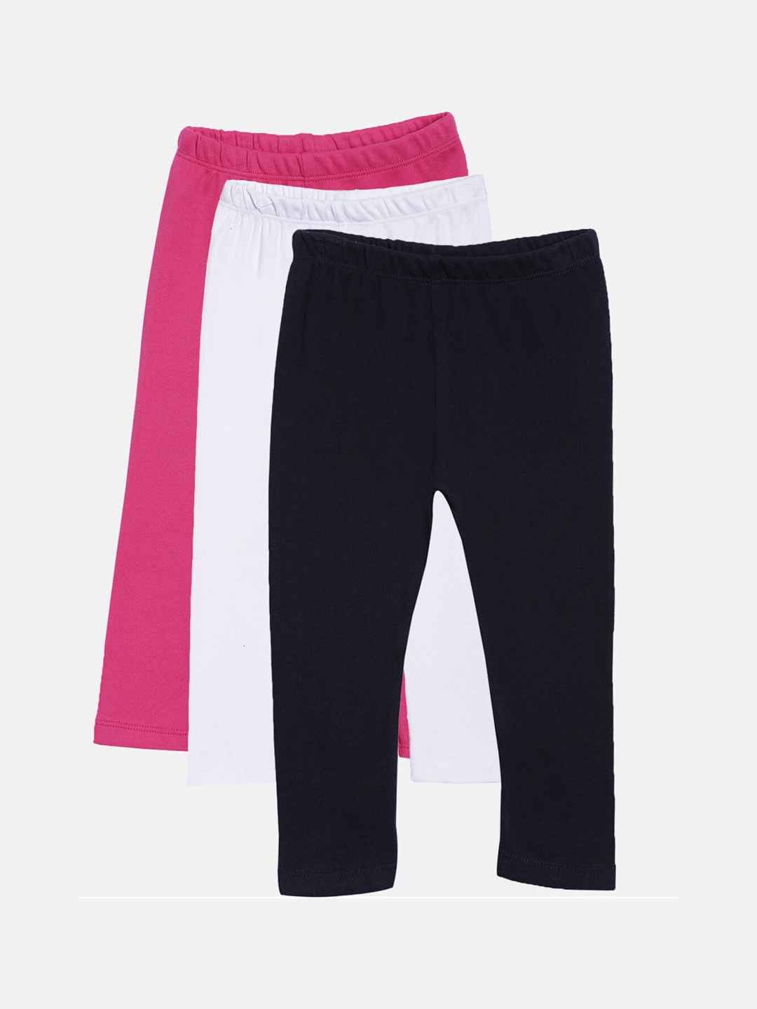 

Kryptic Girls Pack of 3 Pure Cotton Solid Ankle-Length Leggings, Pink
