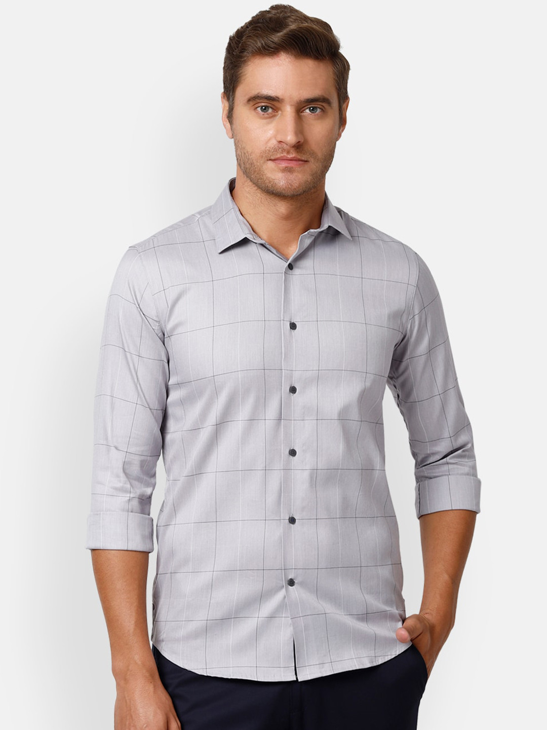 

Louis Philippe Sport Men Grey Slim Fit Checked Casual Shirt