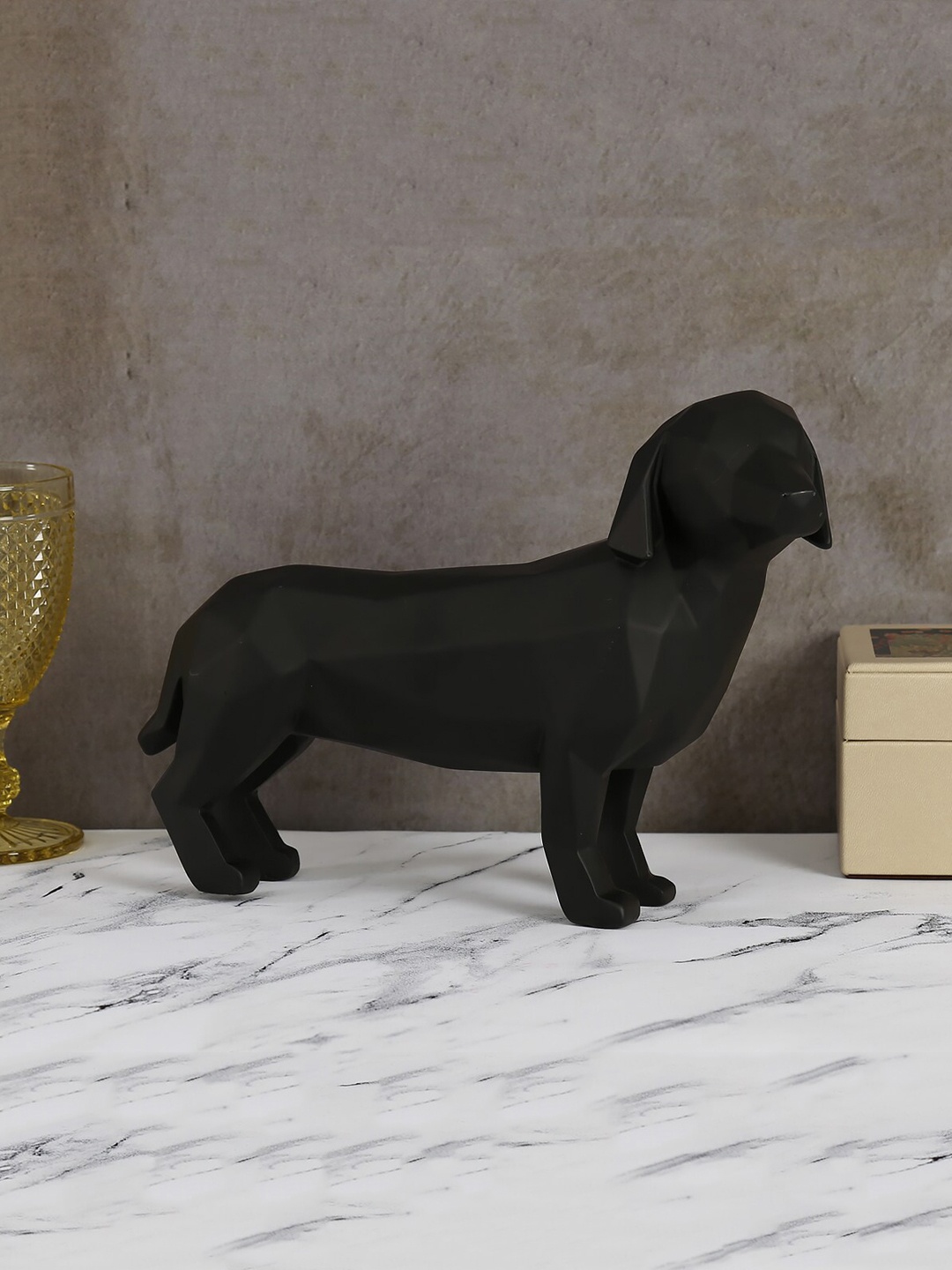 

India Circus by Krsnaa Mehta Black Solid Dachshund Figurine Showpiece