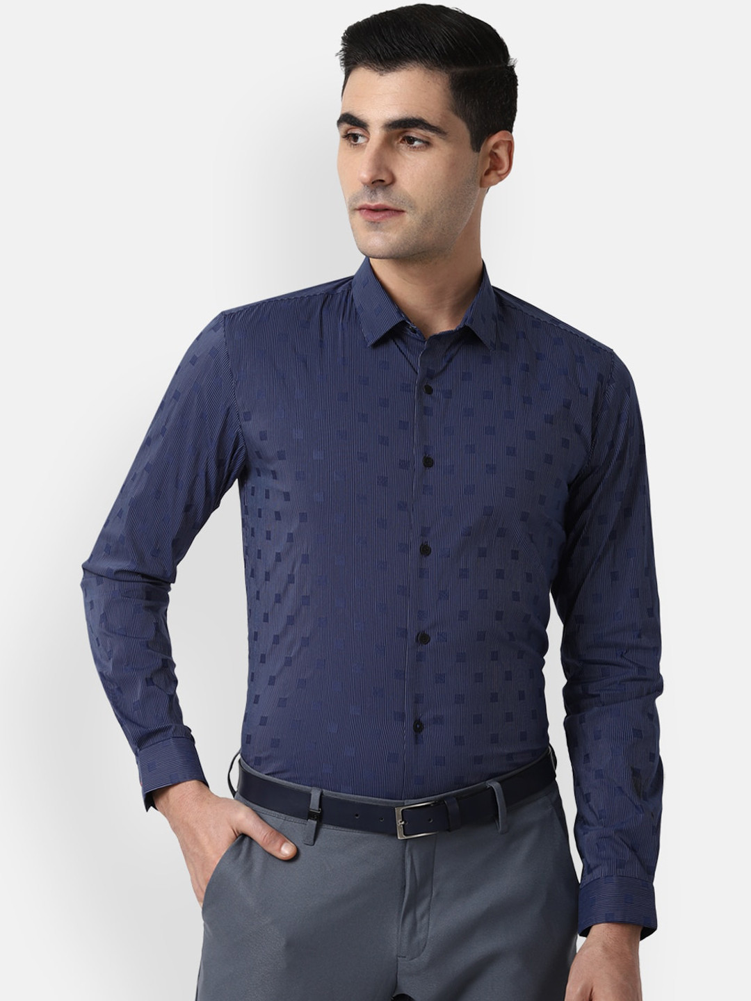

Louis Philippe Sport Men Navy Blue Slim Fit Printed Casual Shirt
