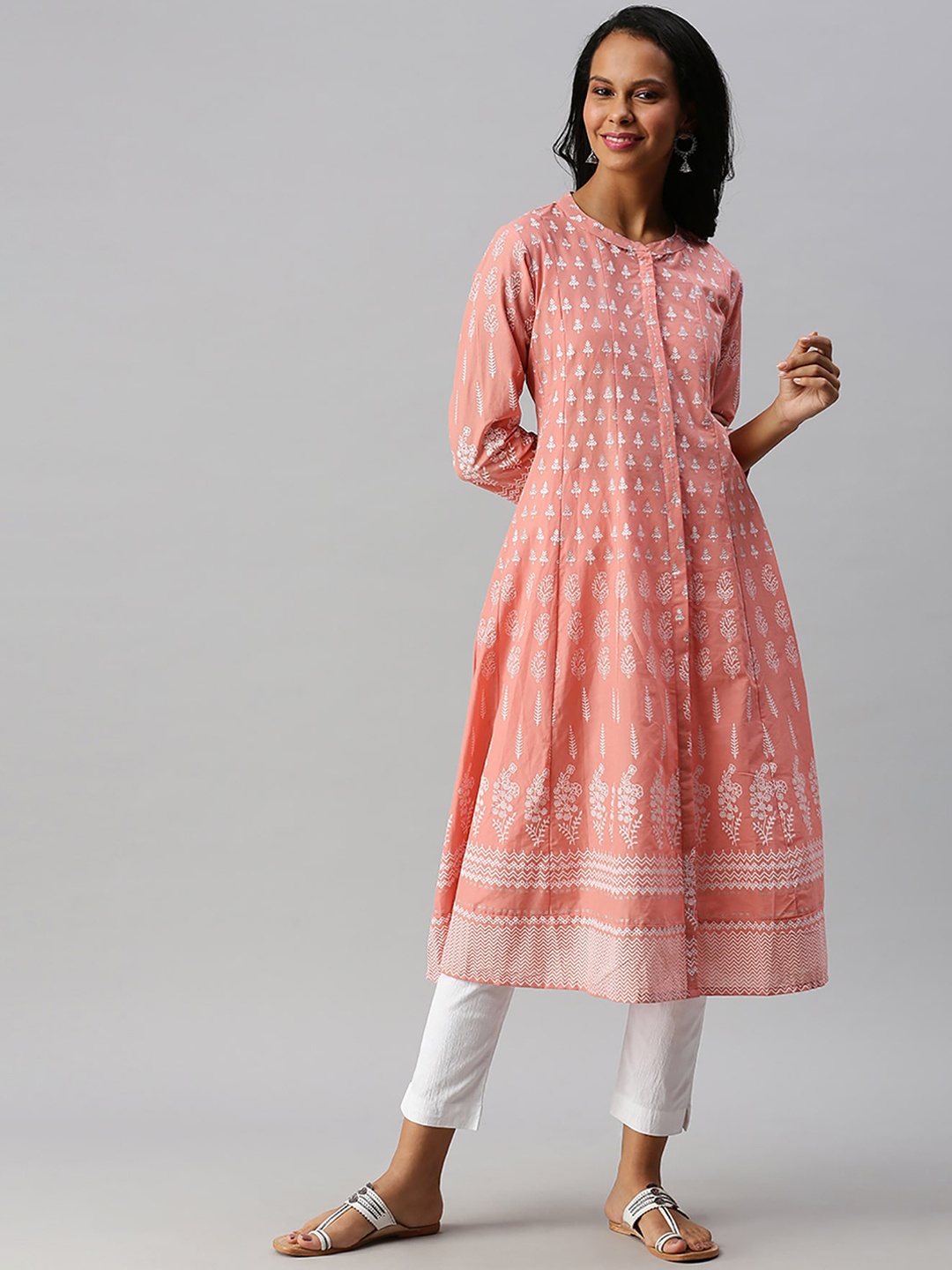 

Soch Women Pink Ethnic Motifs Printed Anarkali Kurta