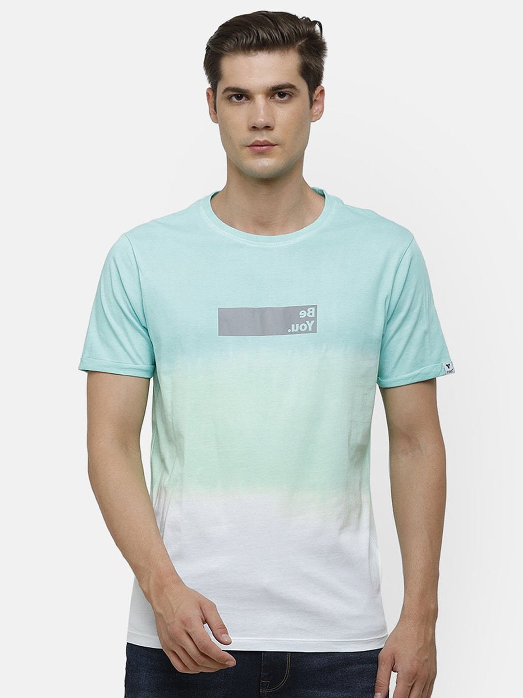 

Voi Jeans Men Blue Dyed Round Neck Pure Cotton T-shirt