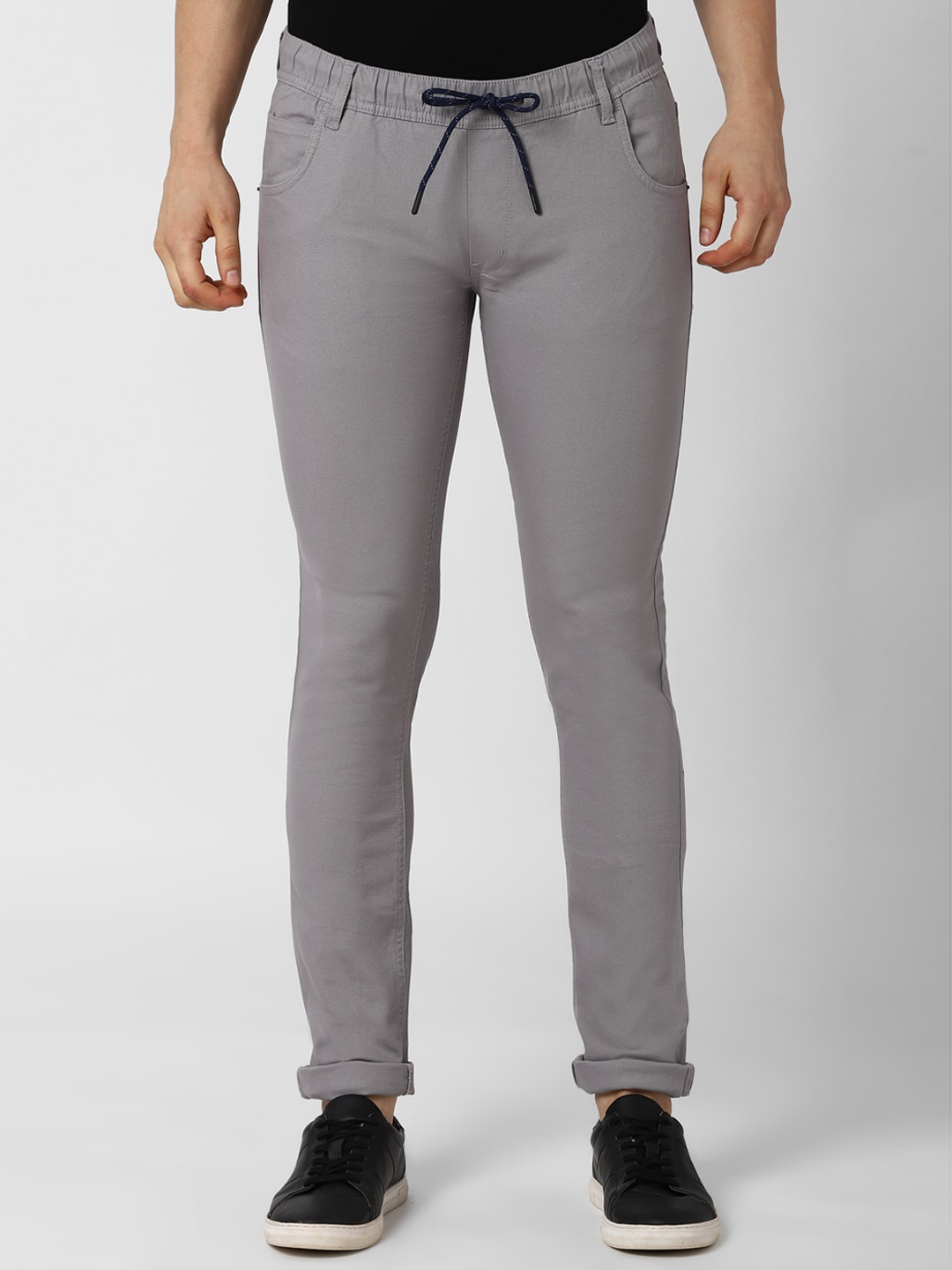 

Peter England Casuals Men Grey Skinny Fit Solid Regular Trousers