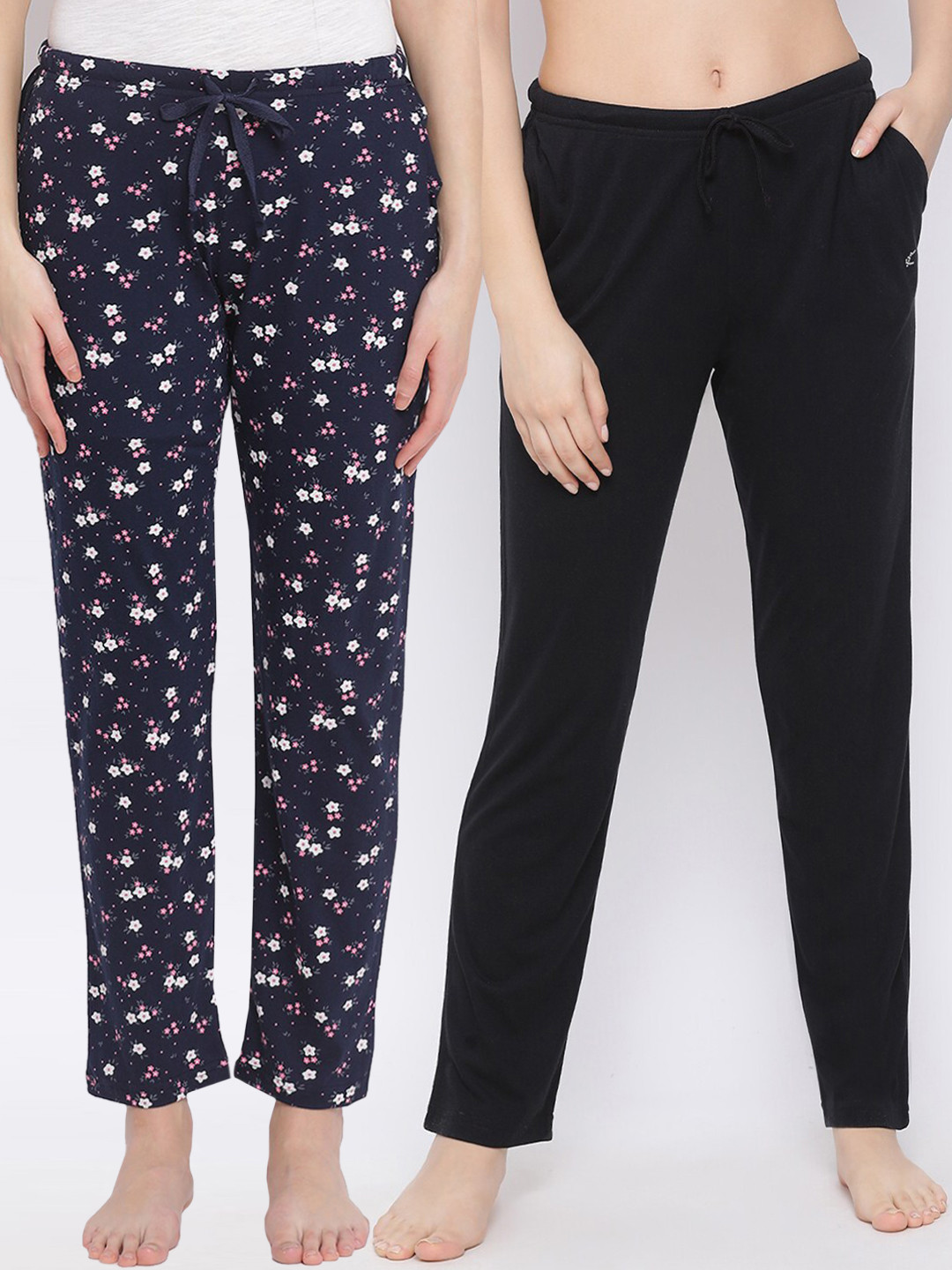 

Kanvin Women Pack of 2 Pure Cotton Lounge Pants, Navy blue