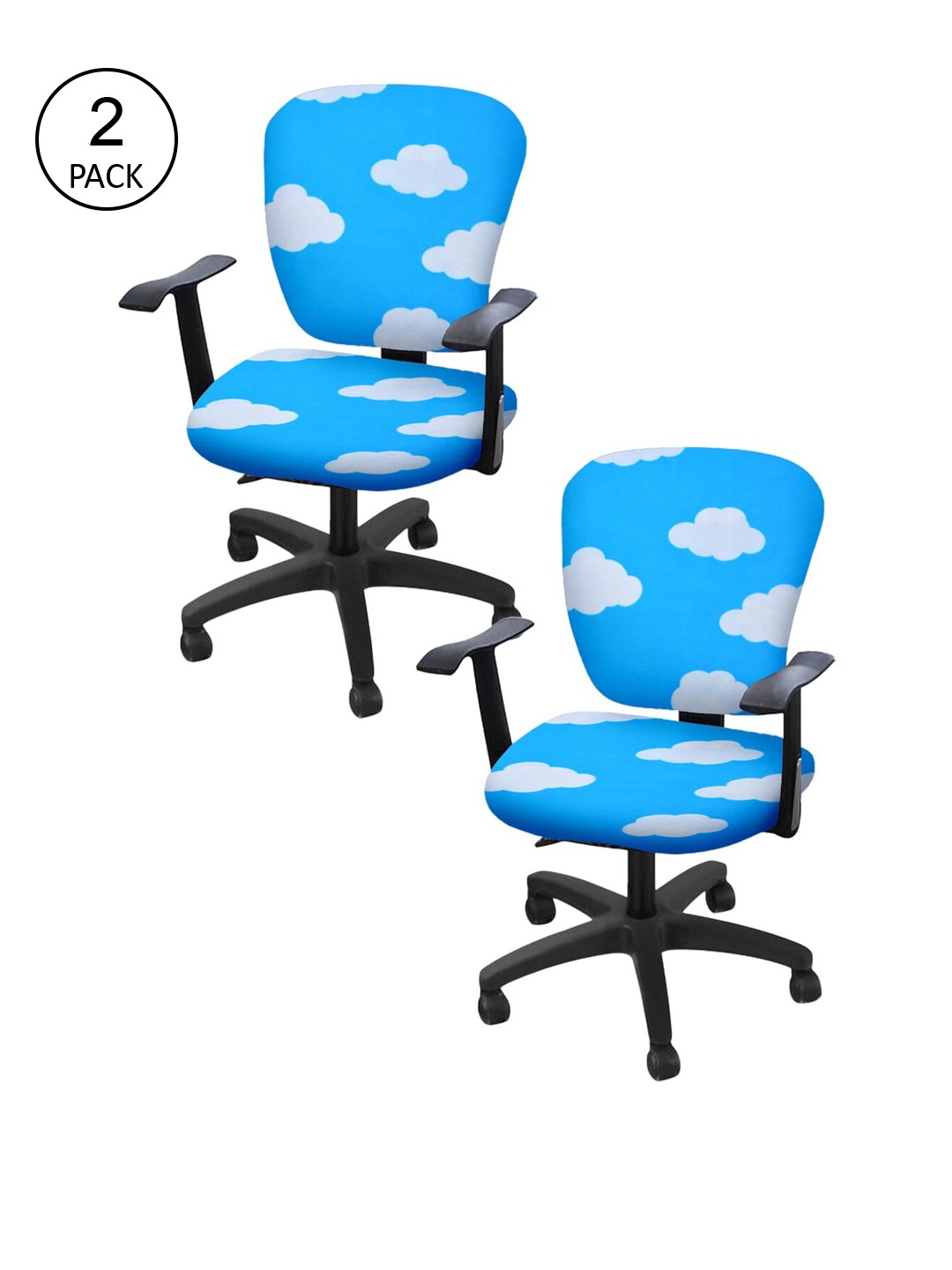 

Cortina Set of 2 Blue & White Printed Chair Covers