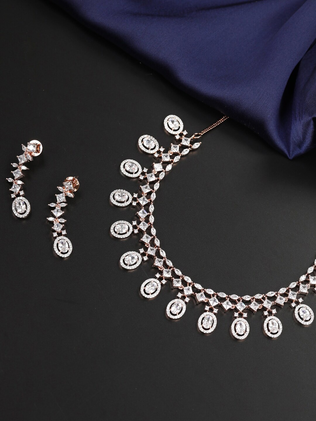 

Priyaasi Rose Gold-Plated AD-Studded Handcrafted Jewellery Set