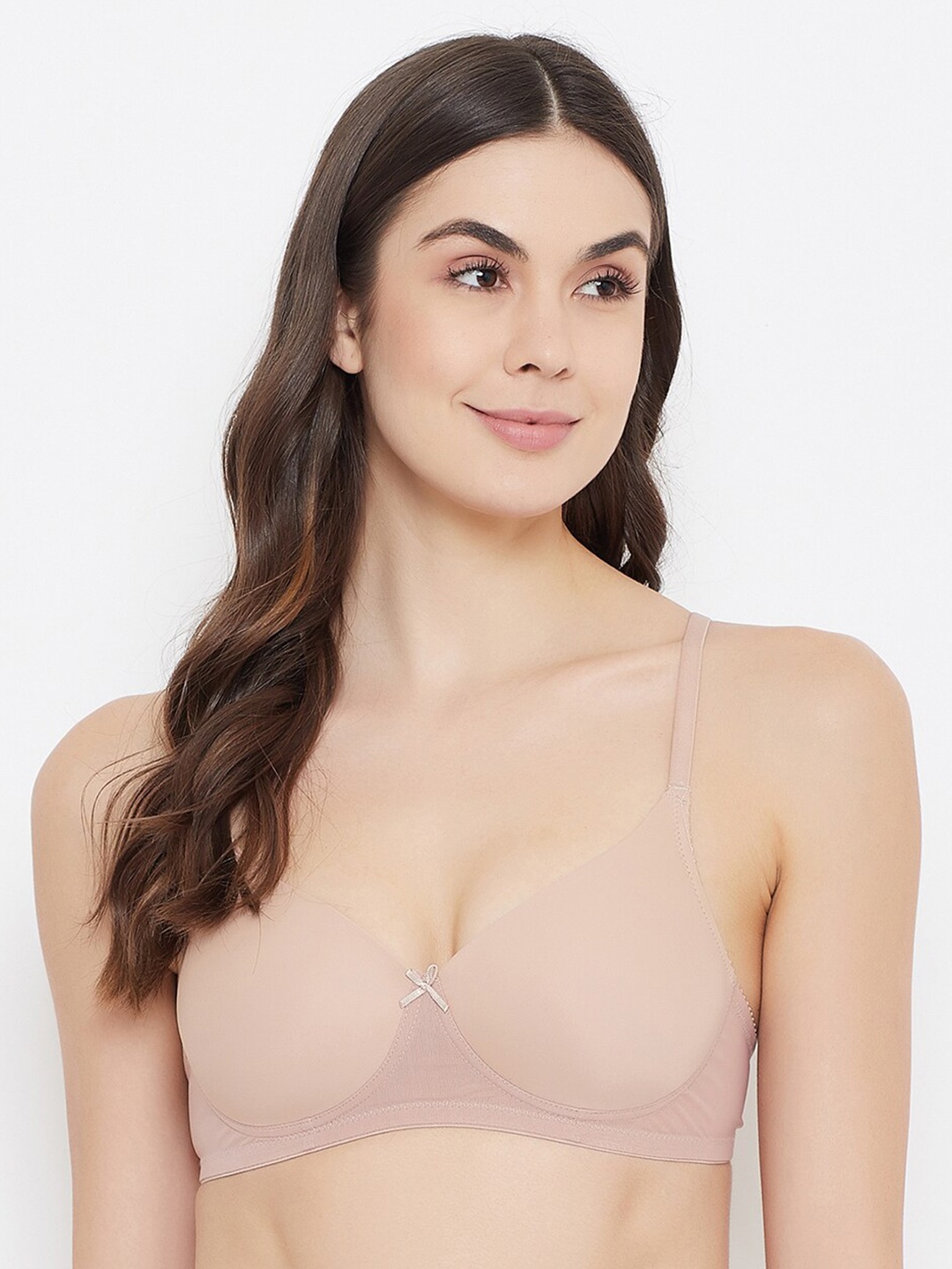 

Clovia Women Nude Solid Padded Non-Wired Full Cup T-shirt Bra