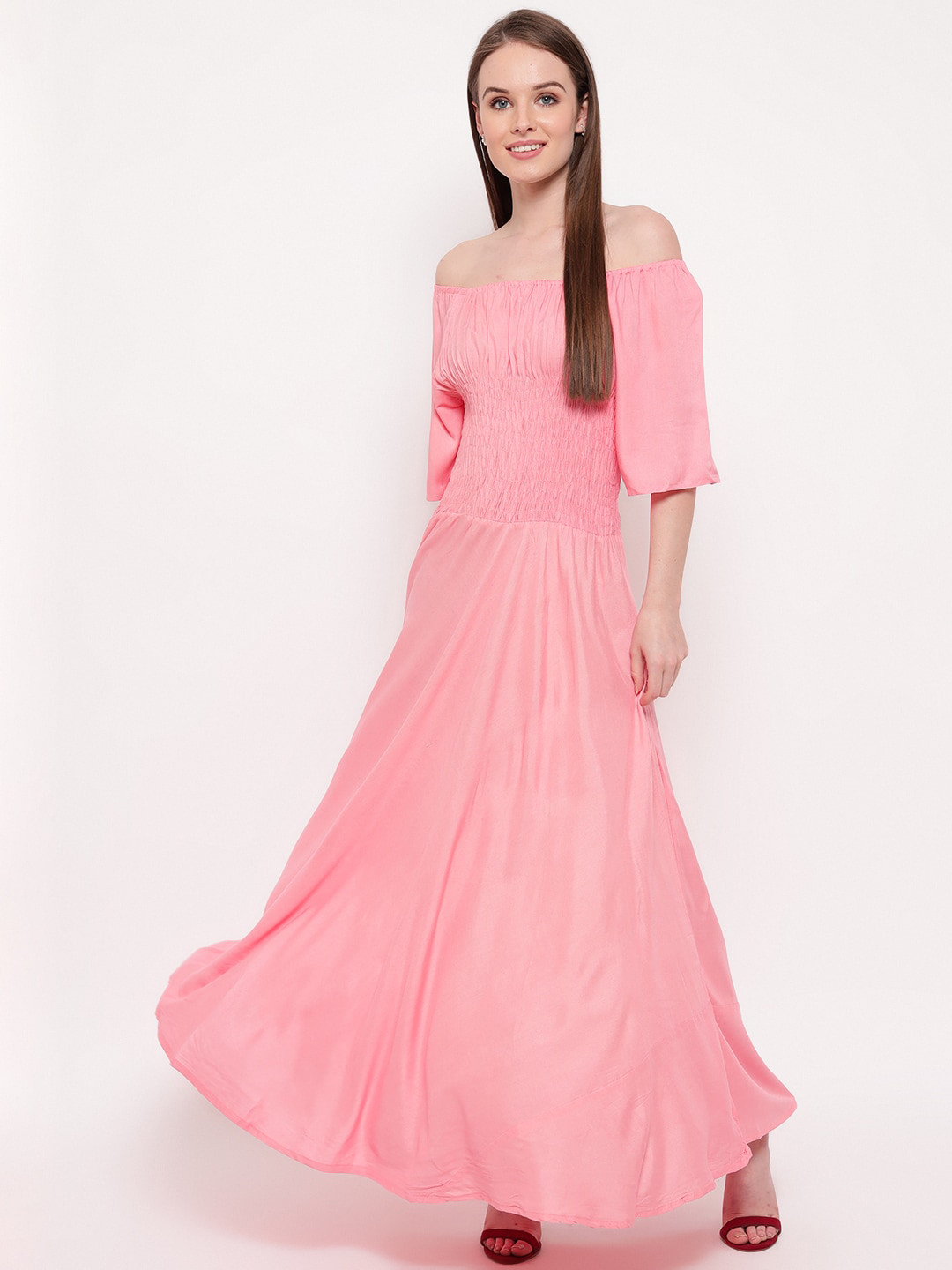 

Aawari Pink Off-Shoulder Maxi Dress