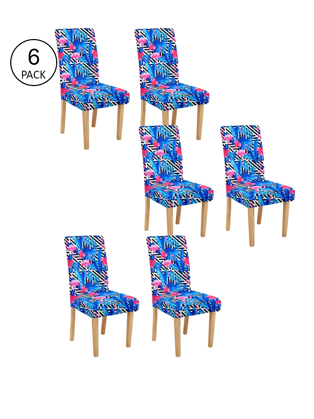 

Cortina Set of 6 Blue & Pink Printed Chair Covers