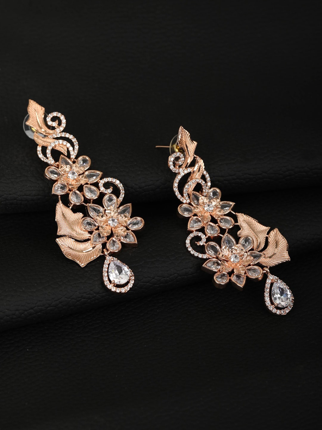 Priyaasi Rose Gold Contemporary Drop Earrings