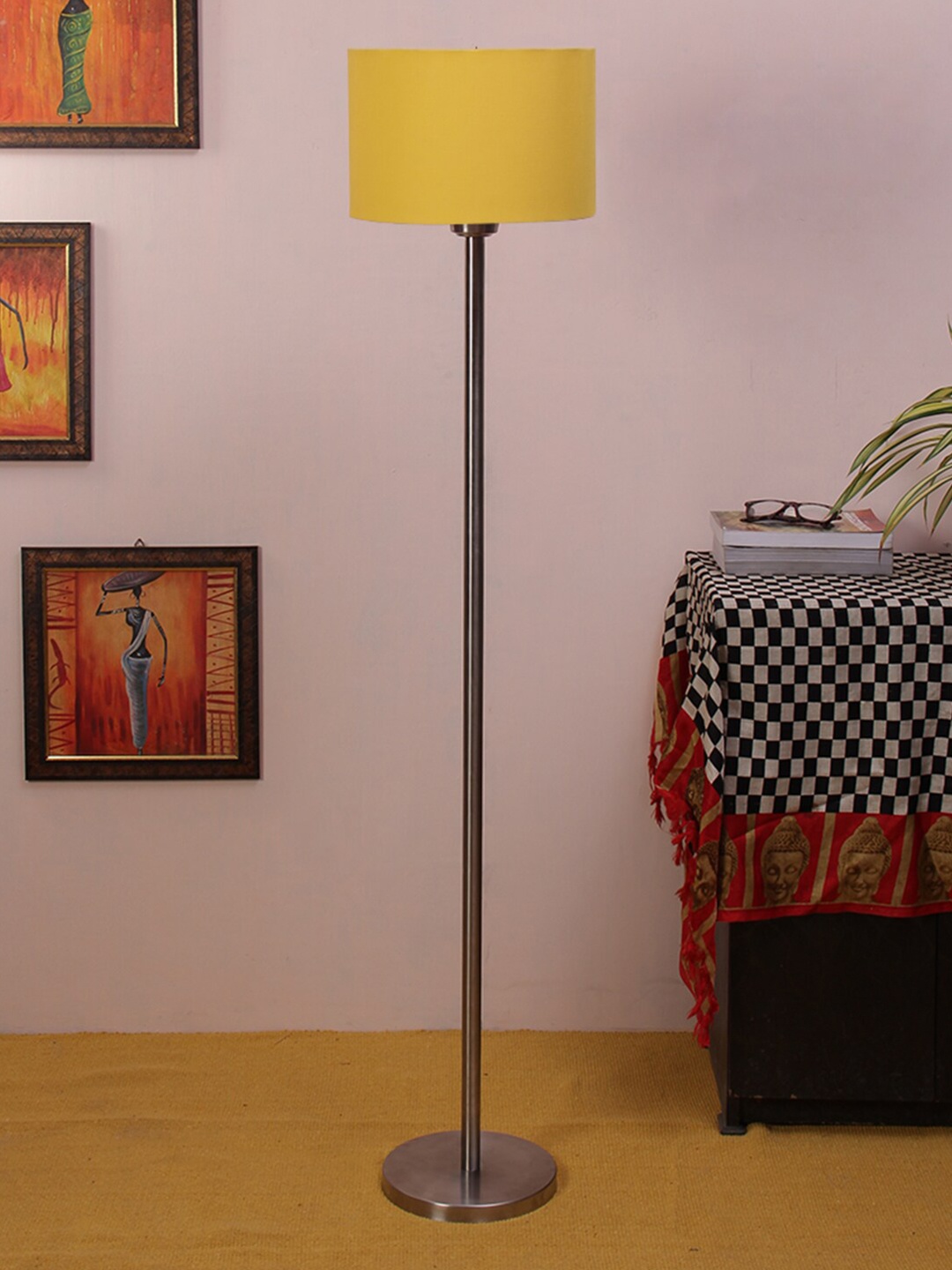 

Devansh Unisex Yellow Solid Cotton Drum Designer Steel Club Lamp for Home Decor