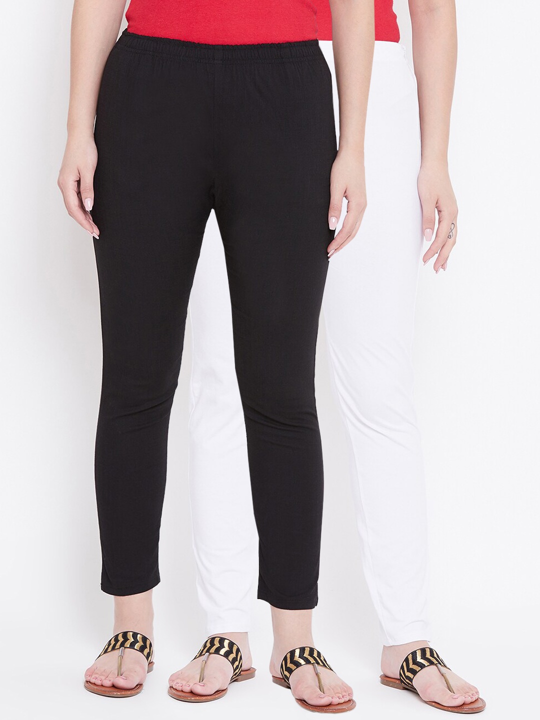 

Castle Women Pack of 2 Black & White Regular Fit Solid Trousers
