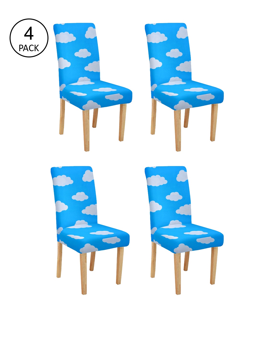 

Cortina Set of 4 Blue & White Printed Chair Covers