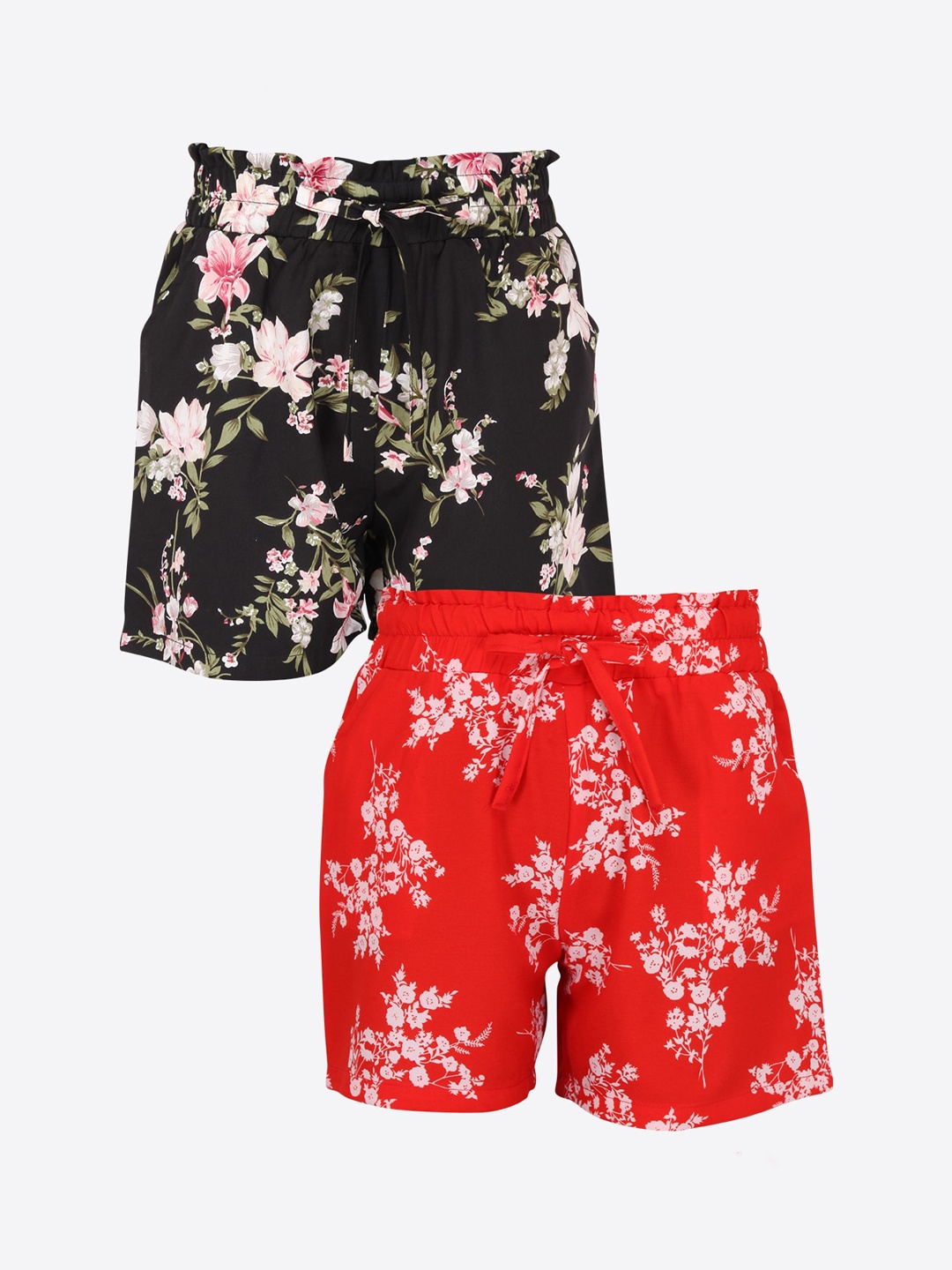 

CUTECUMBER Girls Pack Of 2 Printed Regular Fit Regular Shorts, Red