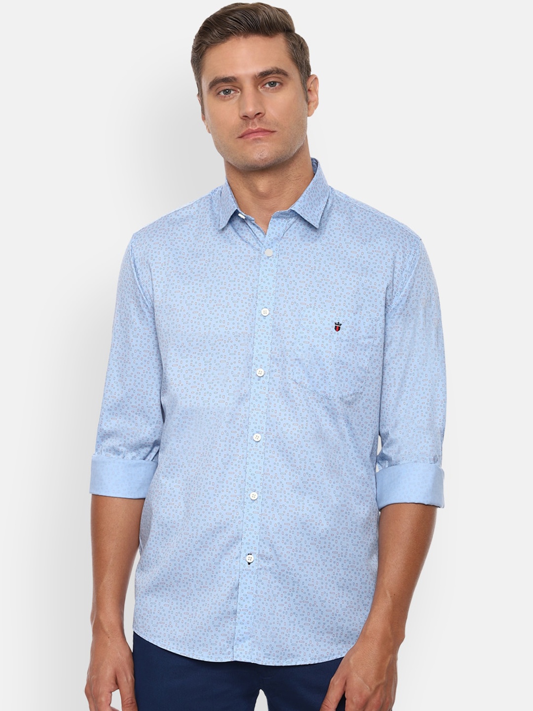 

Louis Philippe Sport Men Blue Pure Cotton Slim Fit Printed Casual Shirt