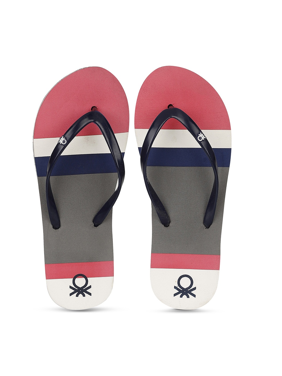 

United Colors of Benetton Women Light Pink & White Striped Thong Flip Flops